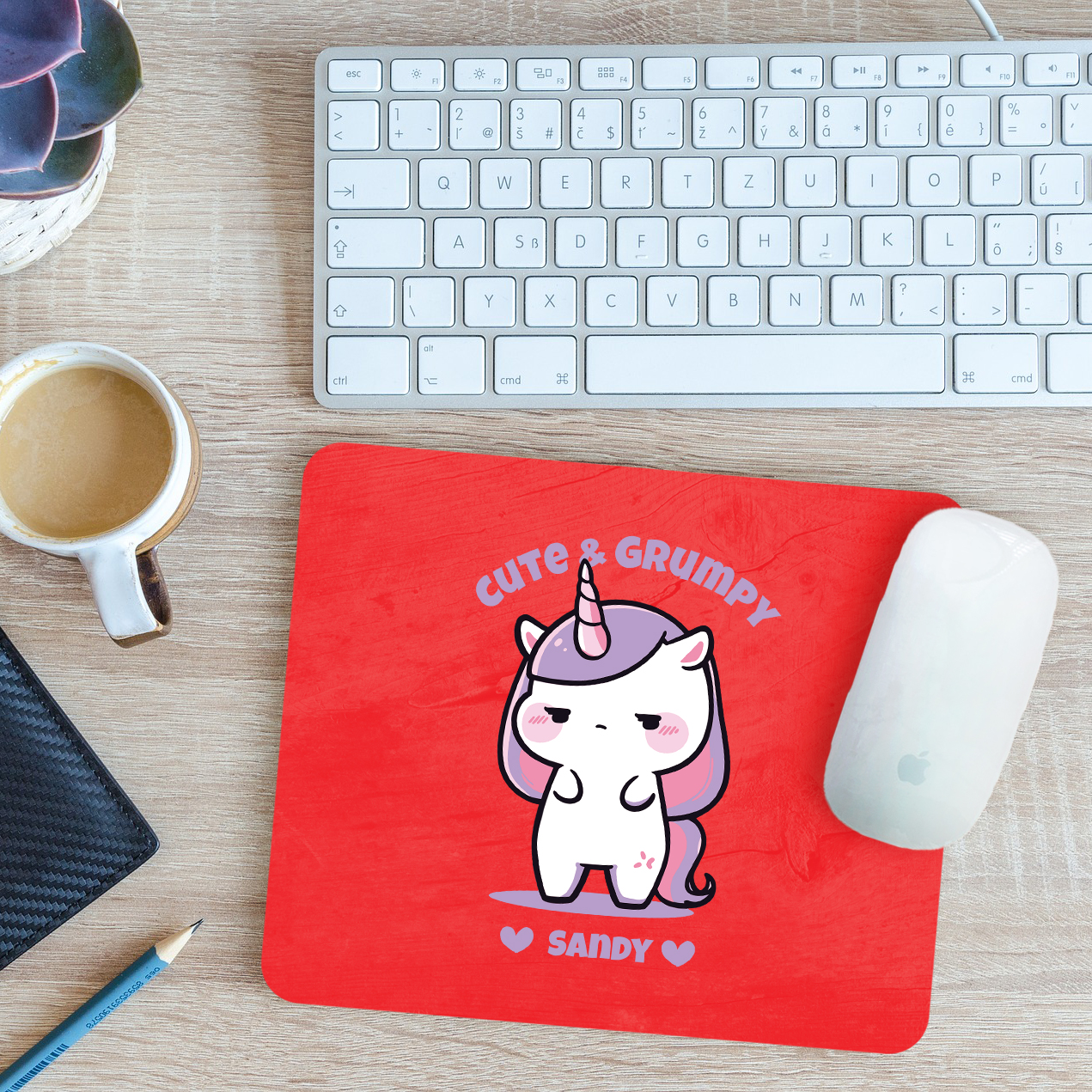 Personalised Unicorn Cute & Grumpy Mouse Mat Pad Rainbow Magical 24cm x 19cm - Picture 9 of 11