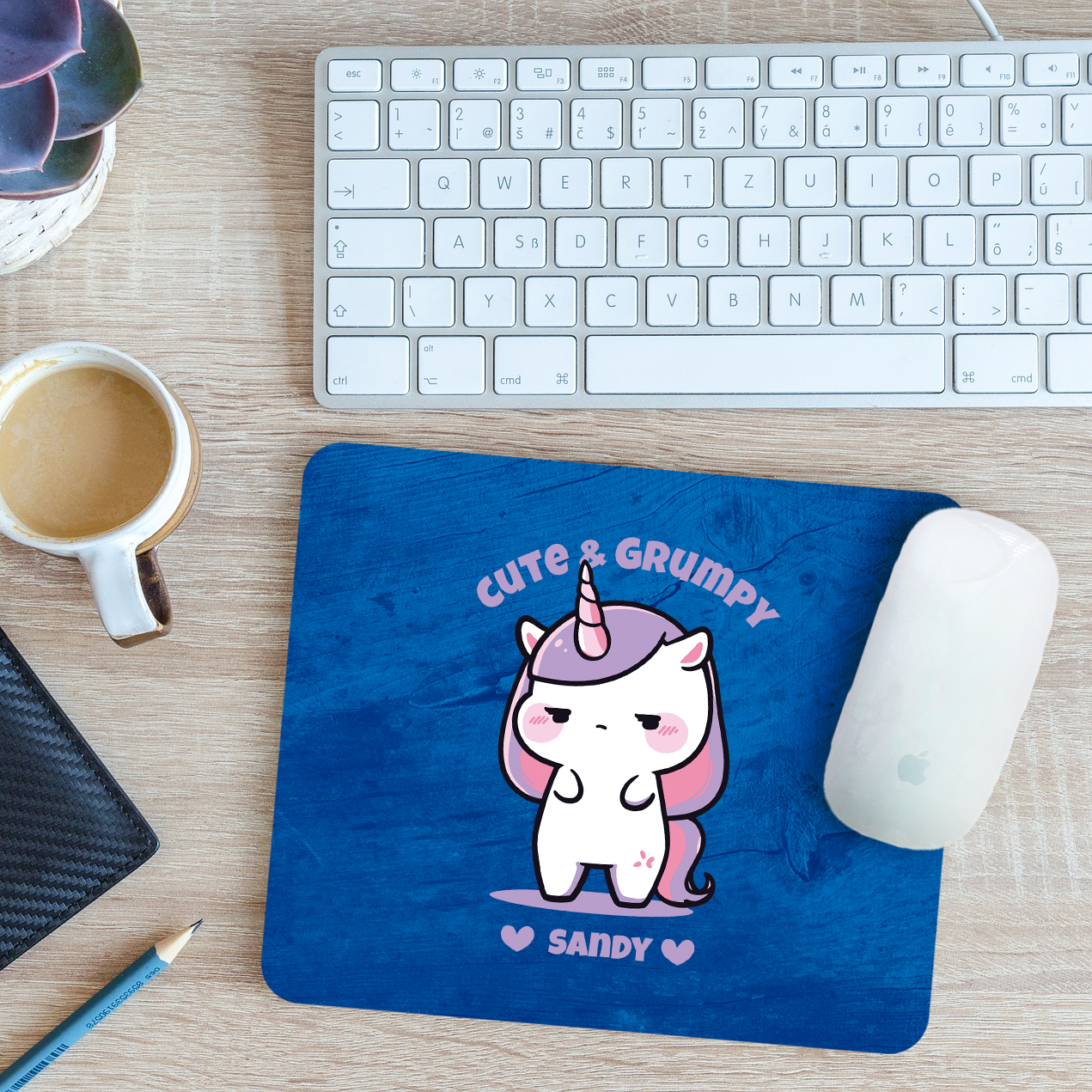 Personalised Unicorn Cute & Grumpy Mouse Mat Pad Rainbow Magical 24cm x 19cm - Picture 10 of 11
