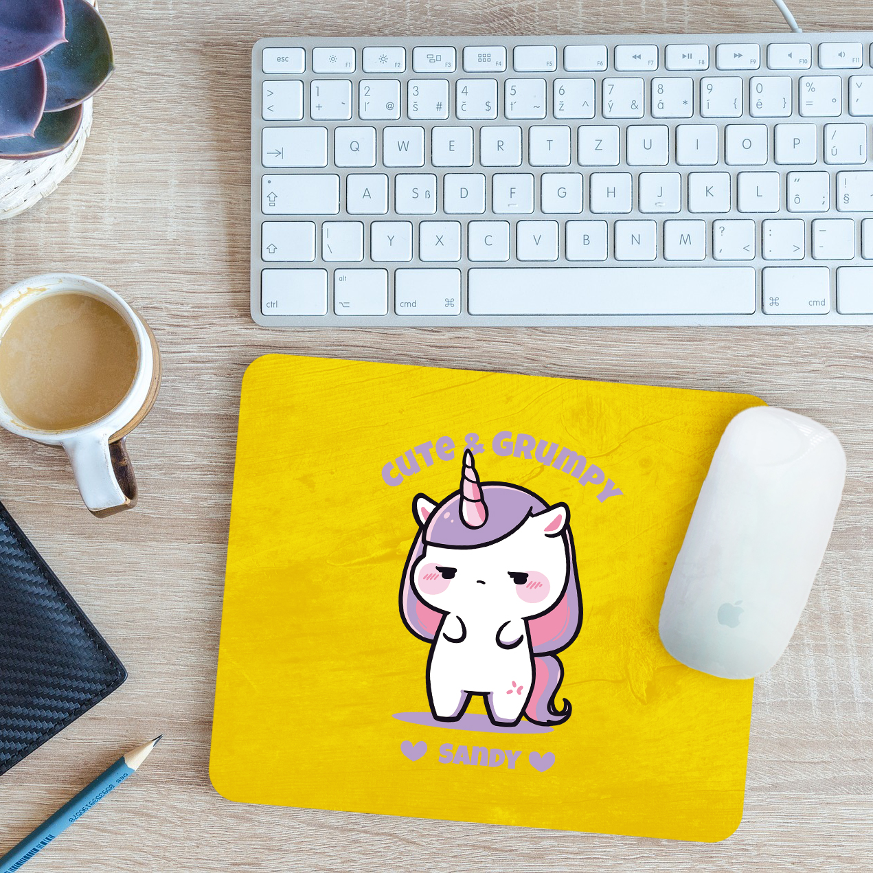 Personalised Unicorn Cute & Grumpy Mouse Mat Pad Rainbow Magical 24cm x 19cm - Picture 11 of 11