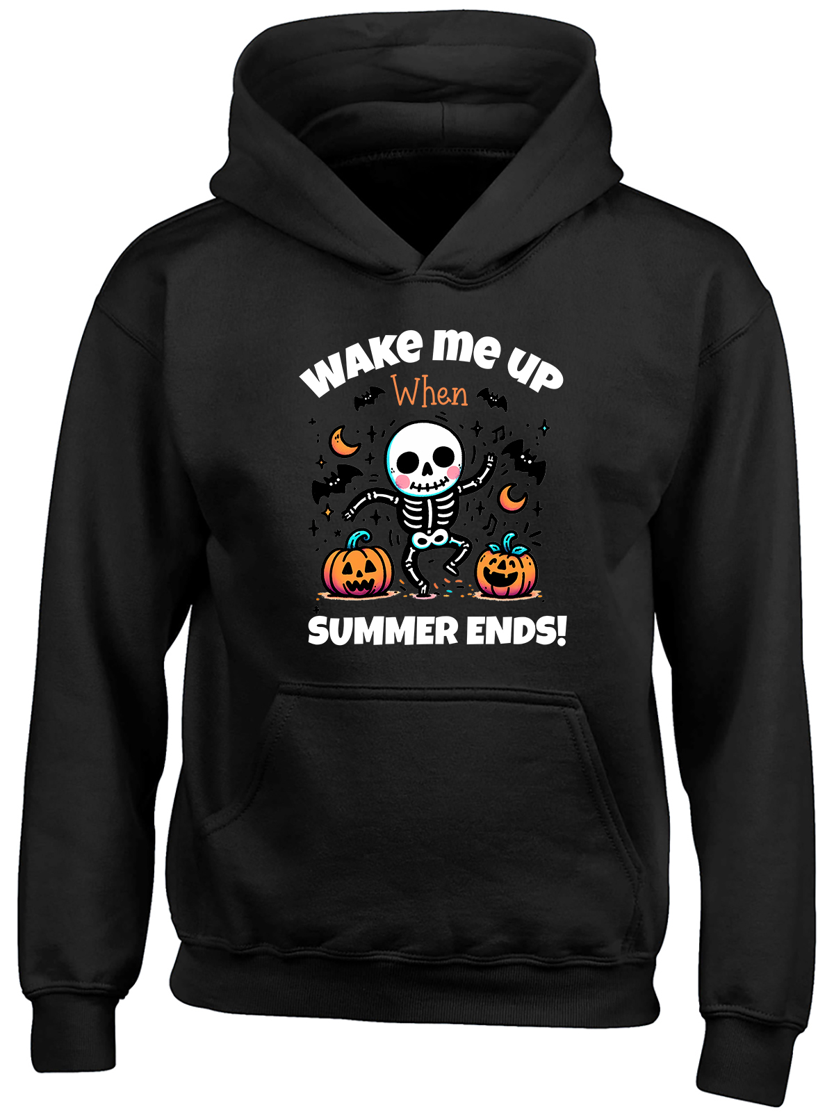 Summer Ends Kids Hoodie Skeleton Dancing With Pumpkins Boys Girls Gift Top