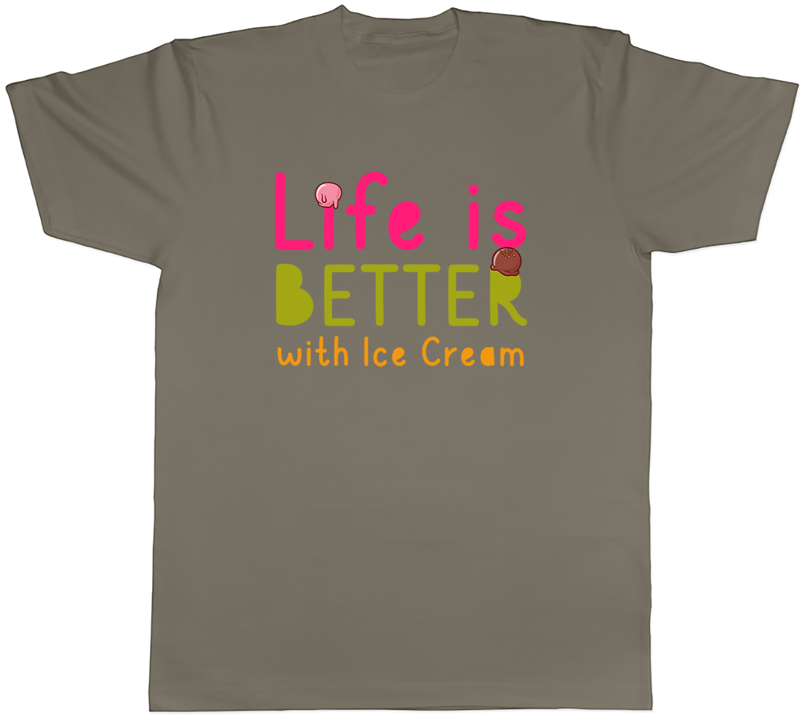 Funny Ice Cream Mens T-Shirt Life is Better Tee Gift