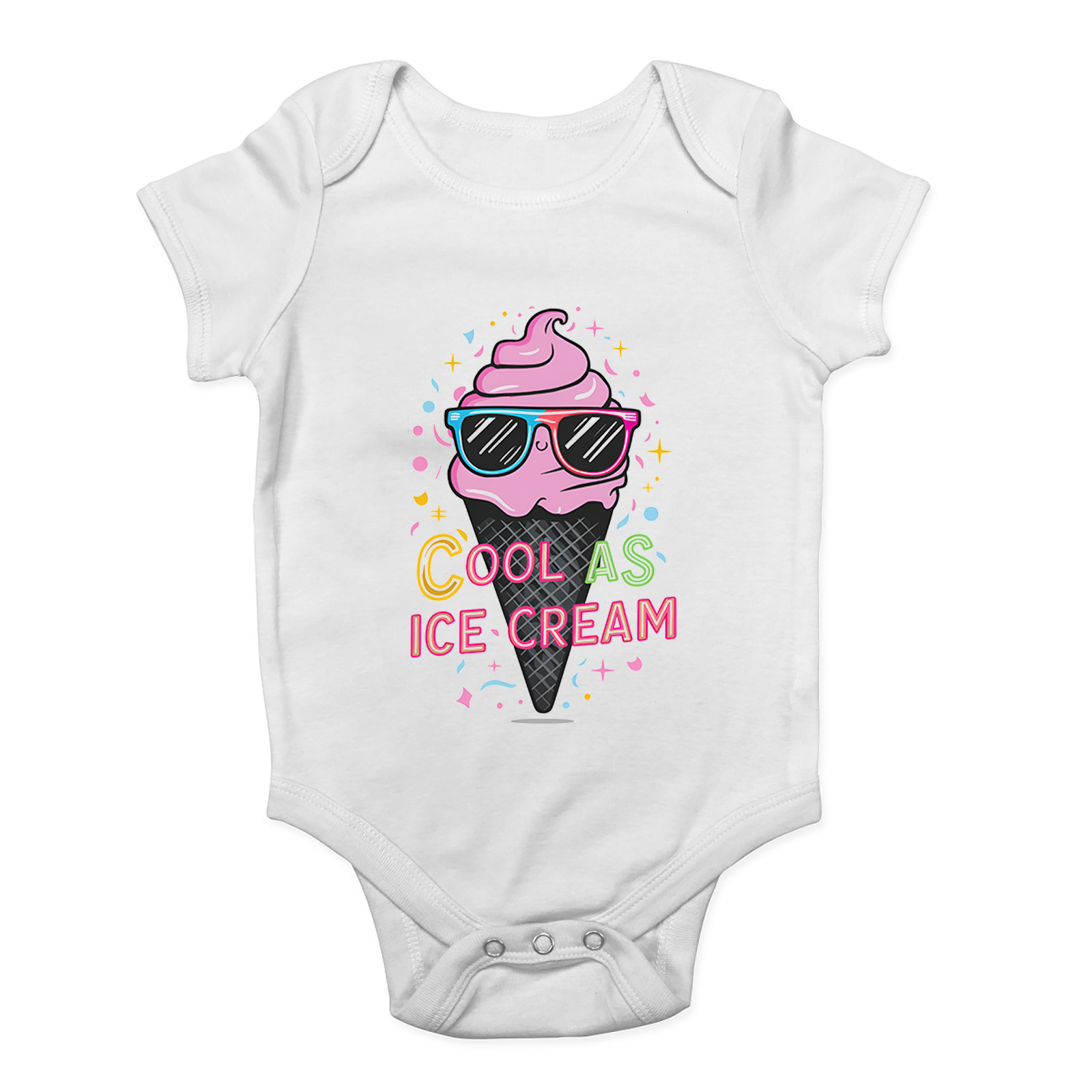 Cool as Ice Cream Baby Grow Vest Scoop Whippy Desert Lover Bodysuit Boys Girls