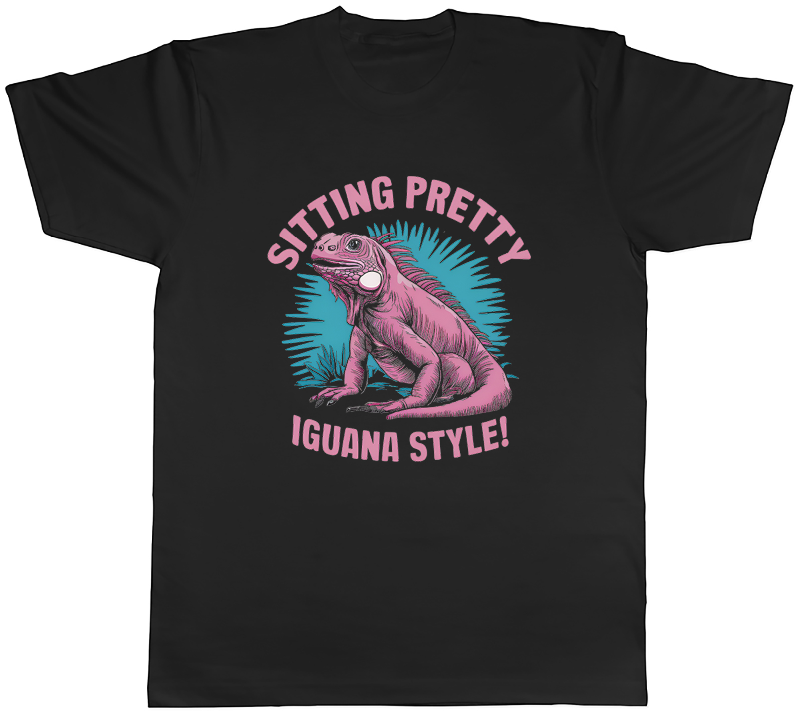 Sitting Pretty Iguana Style Mens T-Shirt Pink Pet Lizard Iguana Tee Gift