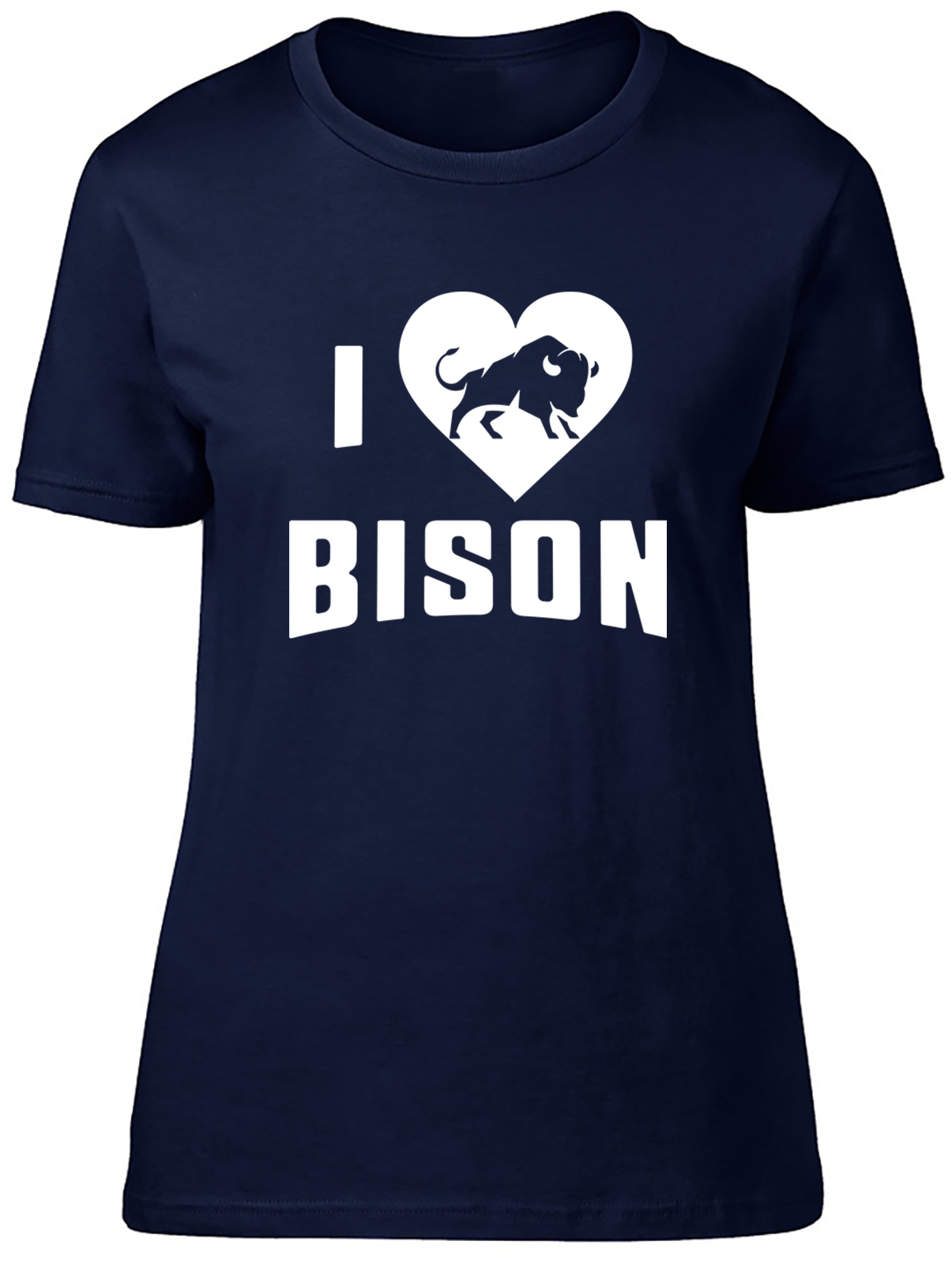 I Love Bison Womens T-Shirt Funny Buffalo Animal Horns Ladies Gift
