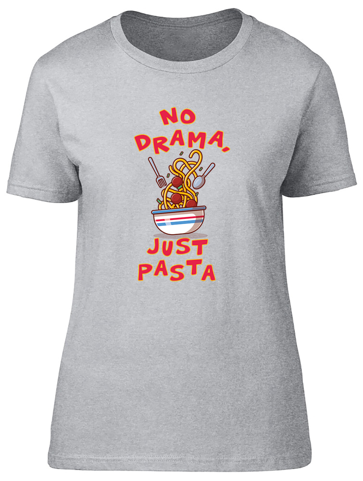 No Drama Just Pasta Womens T-Shirt Spaghetti Bolognese Marinara Ladies Gift Tee - Picture 8 of 8