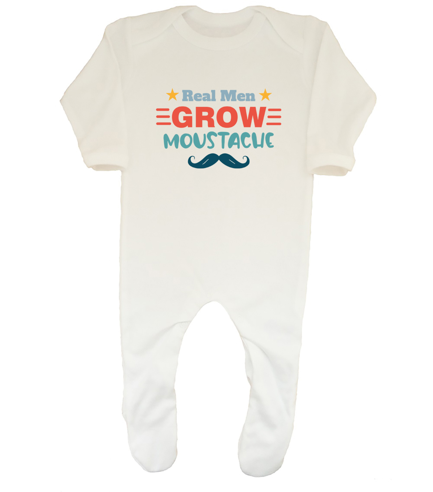 Real Men Grow Moustache Baby Grow Sleepsuit Movember Month Boys