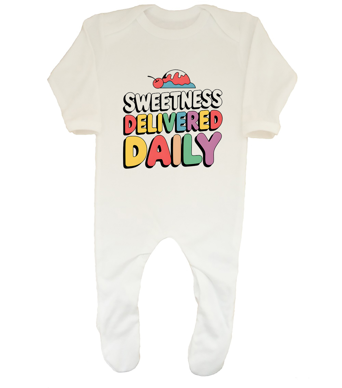 Sweetness Delivered Daily Ice Cream Cherry Baby Grow Sleepsuit Gift
