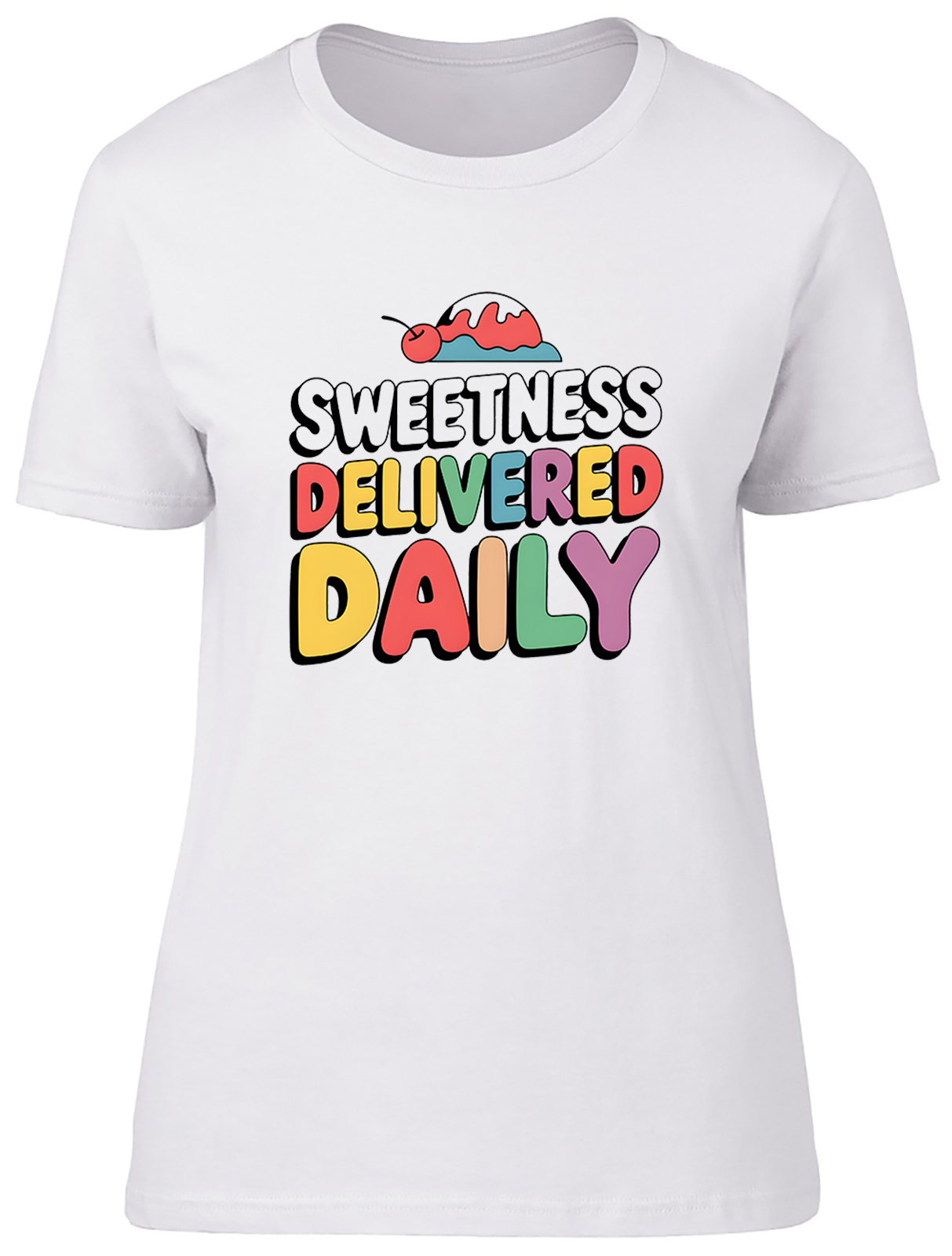 Sweetness Delivered Daily Ice Cream Cherry Womens T-Shirt Ladies Gift Tee