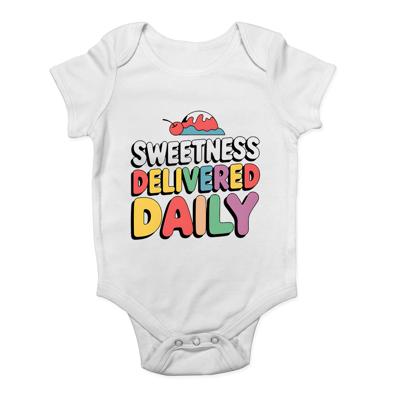 Sweetness Delivered Daily Ice Cream Cherry Baby Grow Vest Bodysuit Gift