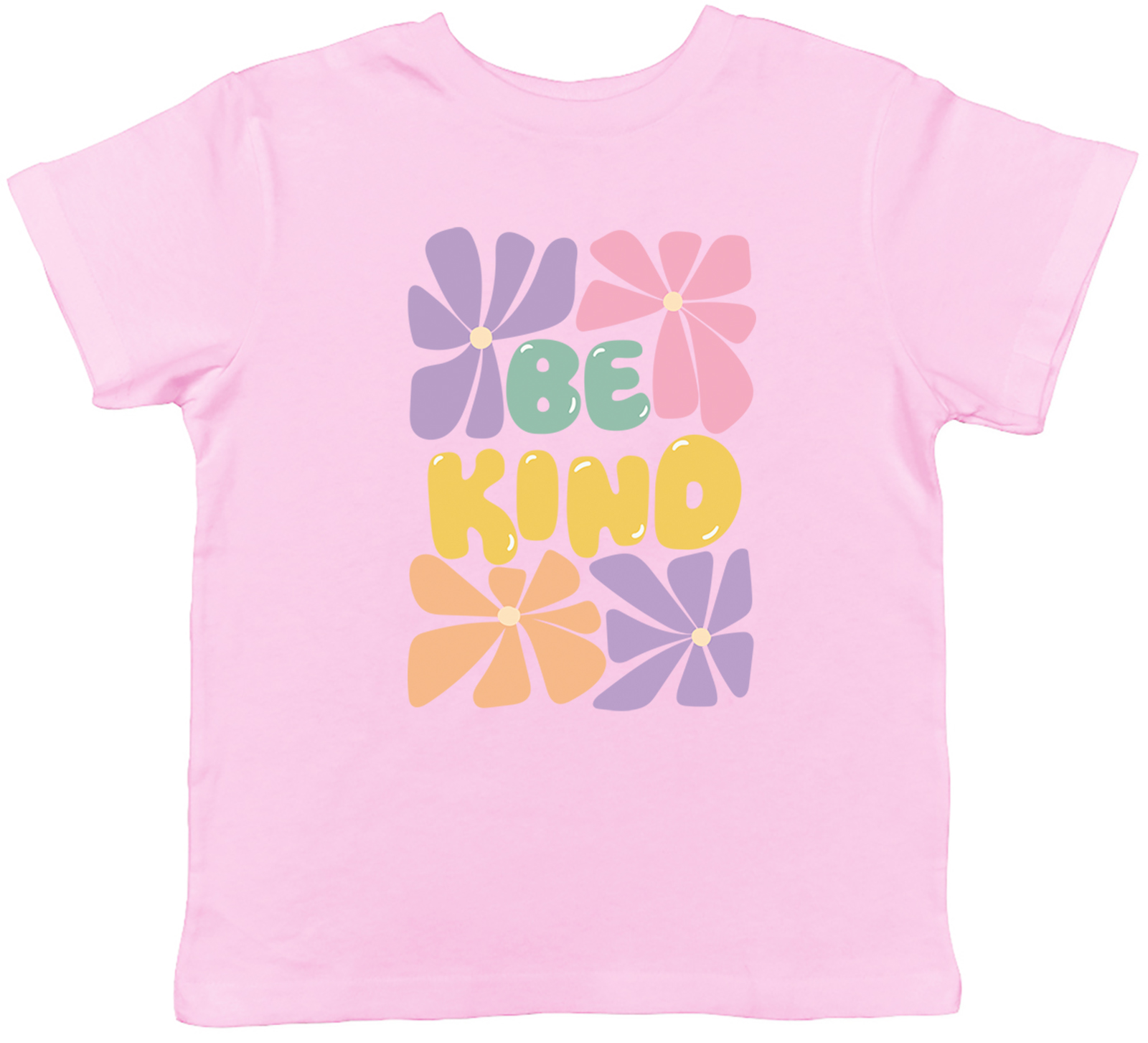Be Kind 70's Retro Flowers Floral Kindness Day Kids T-Shirt Boys Girls Gift