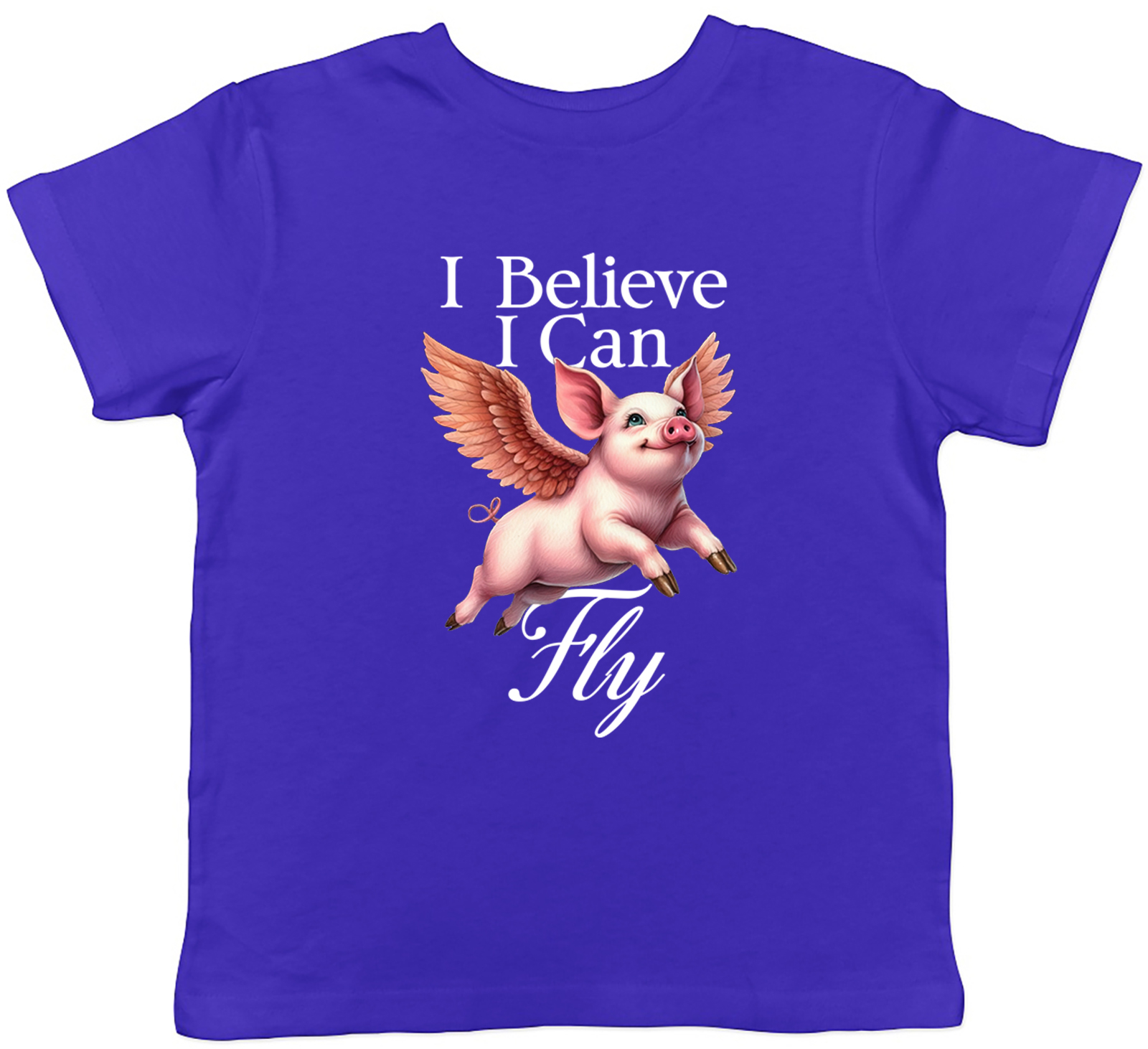 I Believe I Can Fly Angel Wings Flying Pig Kids T-Shirt Boys Girls Gift - Picture 6 of 8