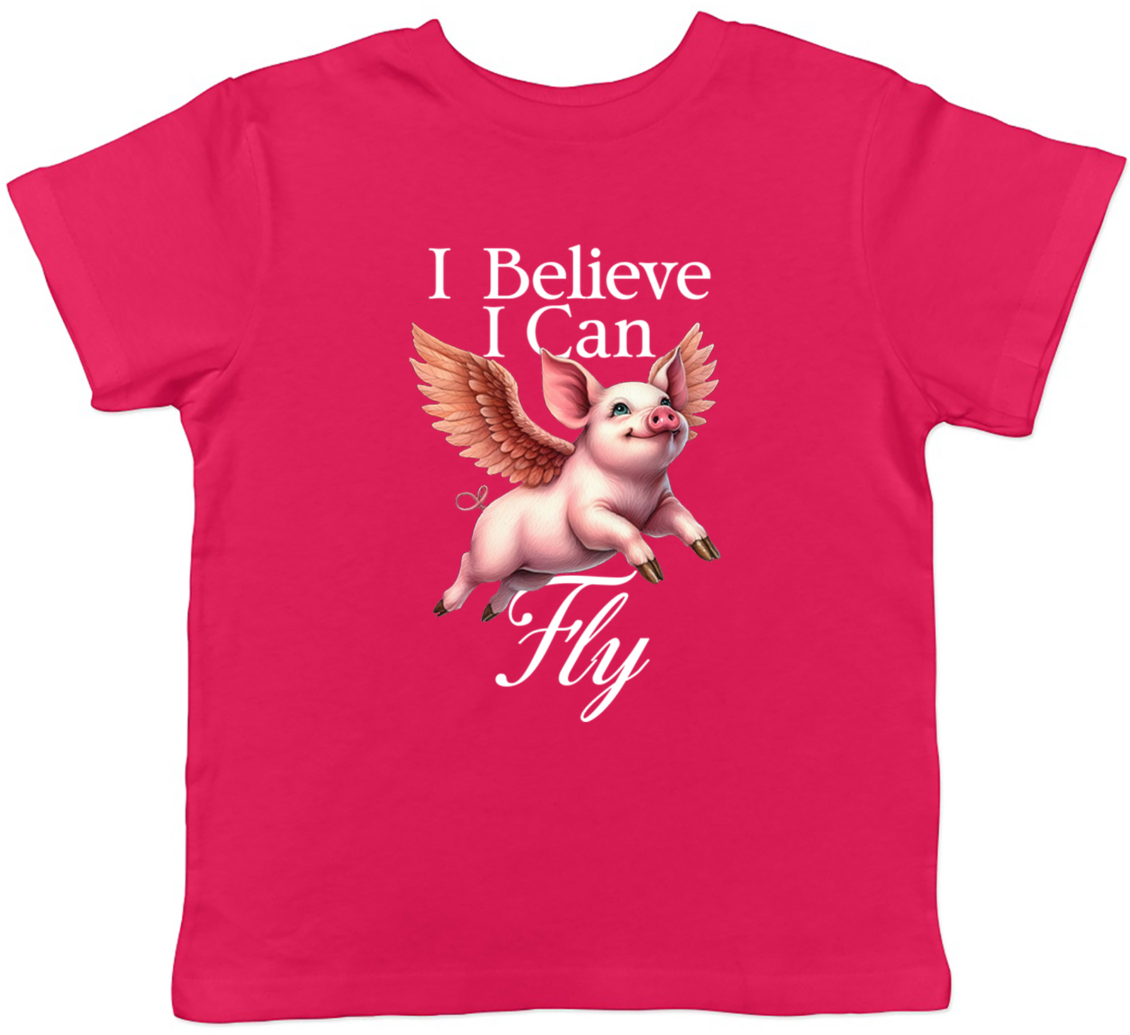 I Believe I Can Fly Angel Wings Flying Pig Kids T-Shirt Boys Girls Gift - Picture 4 of 8
