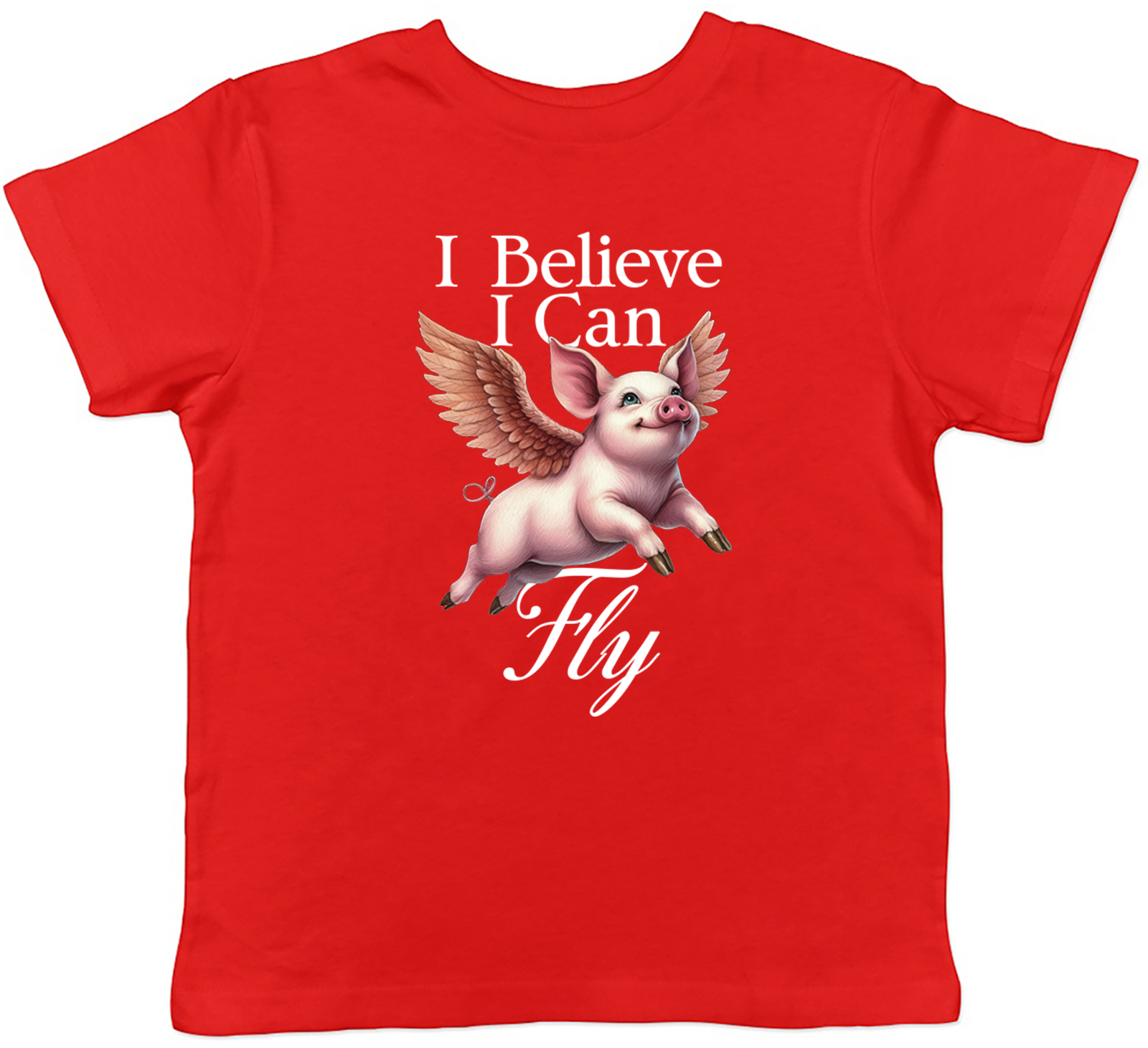 I Believe I Can Fly Angel Wings Flying Pig Kids T-Shirt Boys Girls Gift - Picture 8 of 8