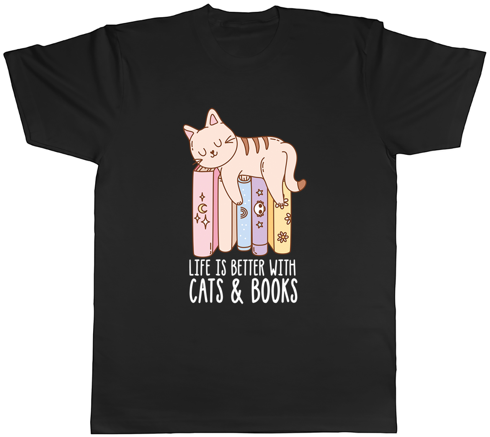 Life is Better with Cats & Books World Book Day Mens T-Shirt Tee Gift Top