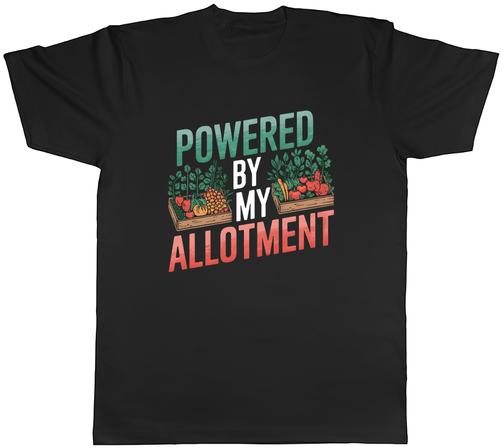 Powered by My Allotment Veggie Plants Garden Mens T-Shirt Tee Gift Top