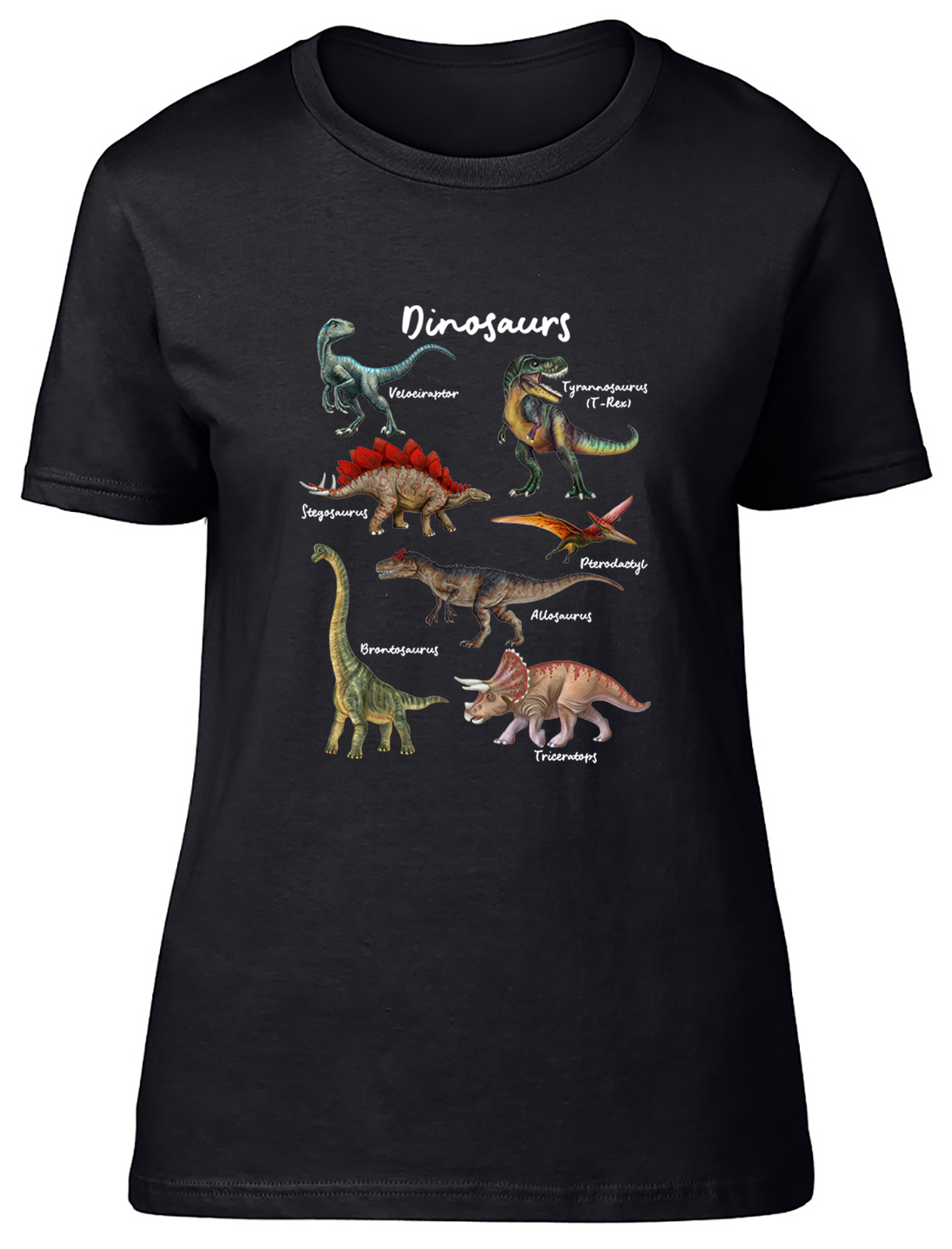 Collection of Dinosaurs T-Rex Triceratops Raptor Womens T-Shirt