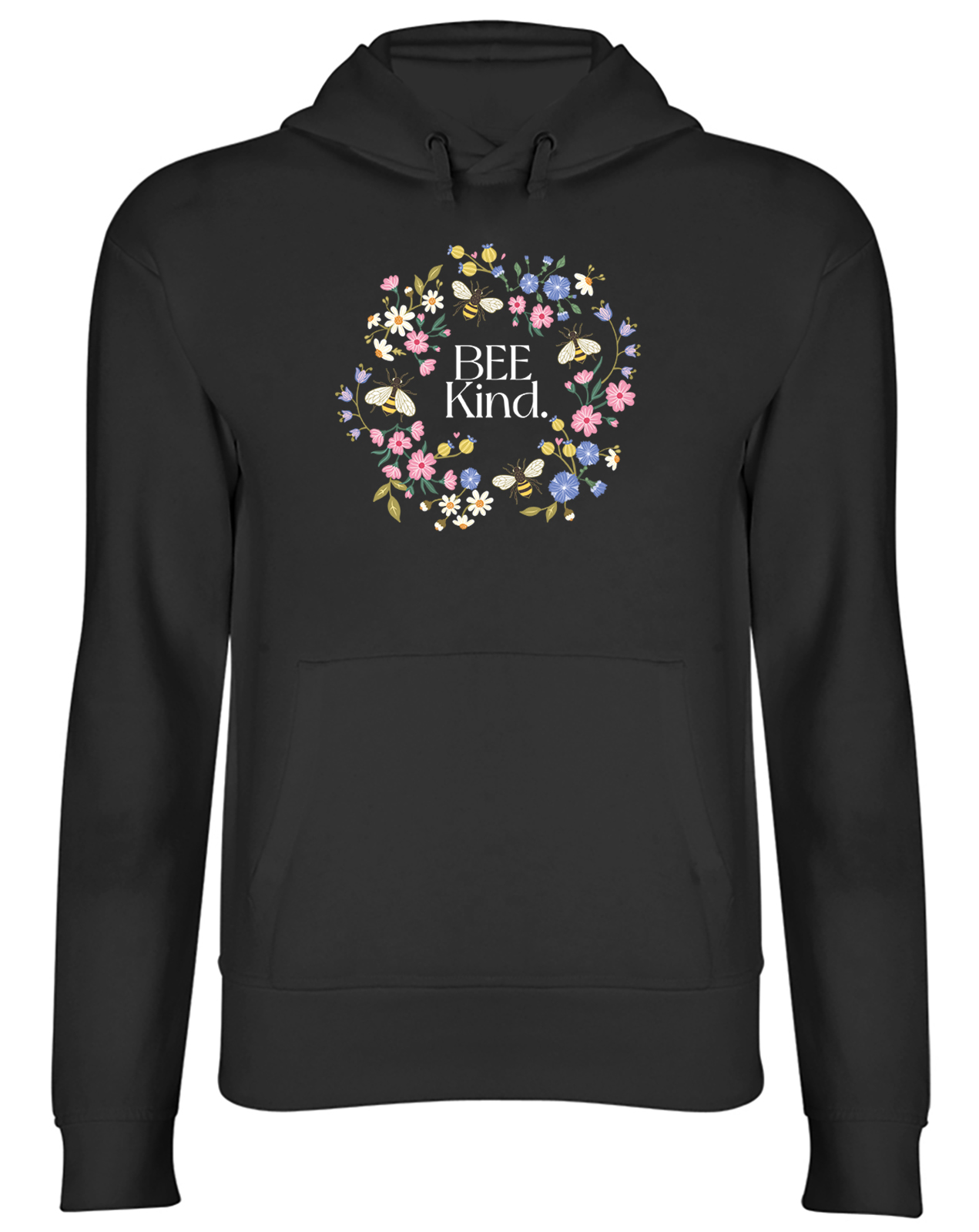 Bee Kind Bumblebee Bee Day Floral Wreath Flower Hoodie Mens Womens Hooded Top