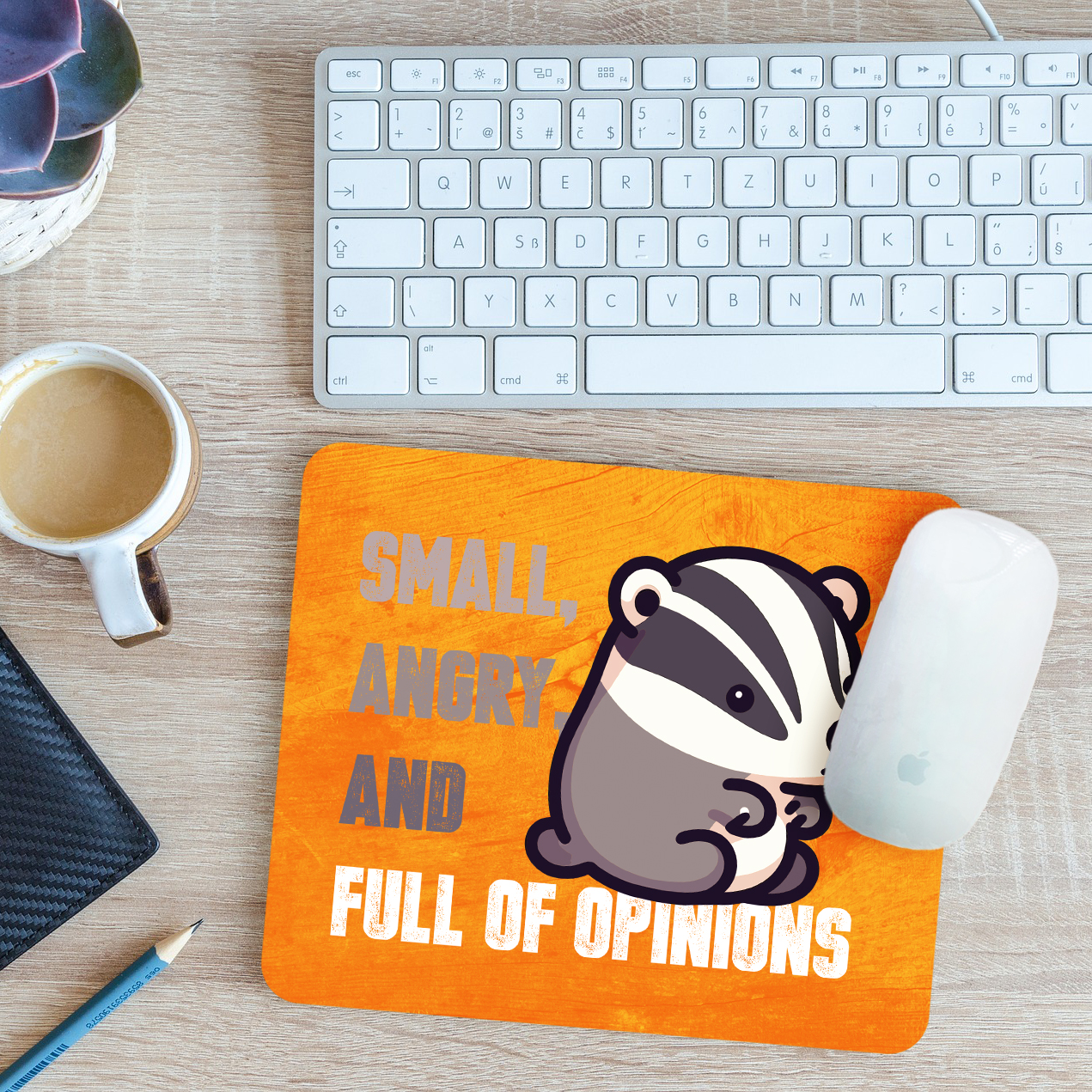 Small Angry and Full of Opinions Funny Badger Mouse Mat Pad Gift 24cm x 19cm - Picture 7 of 11