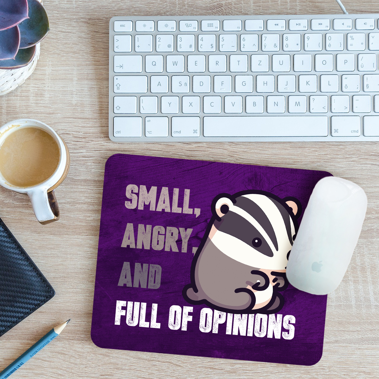 Small Angry and Full of Opinions Funny Badger Mouse Mat Pad Gift 24cm x 19cm - Picture 8 of 11