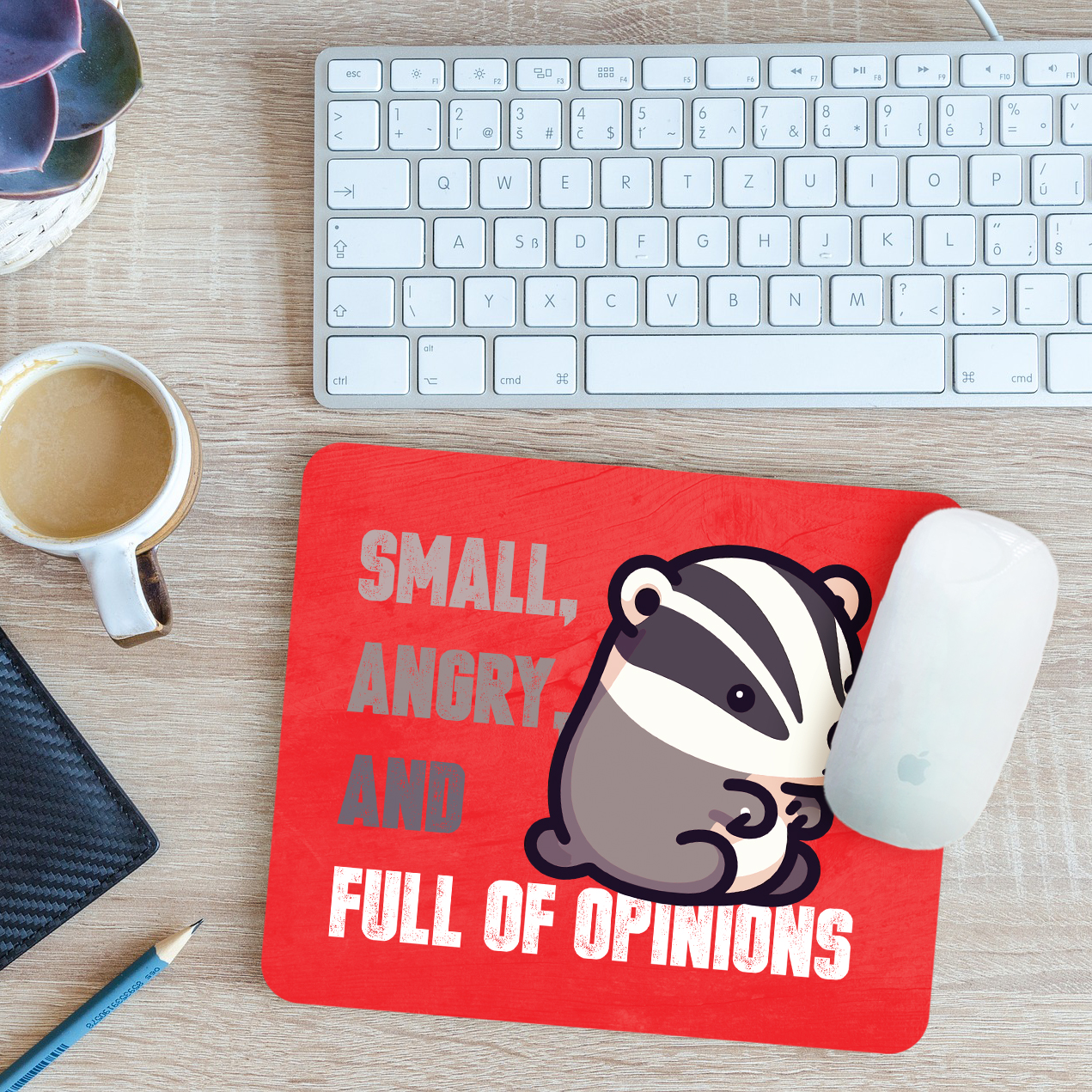 Small Angry and Full of Opinions Funny Badger Mouse Mat Pad Gift 24cm x 19cm - Picture 9 of 11