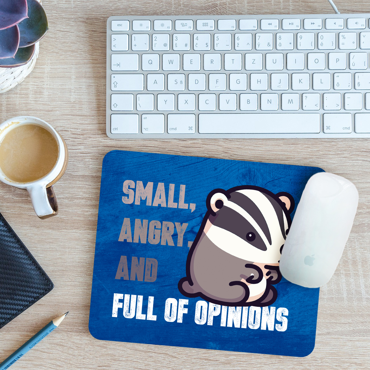 Small Angry and Full of Opinions Funny Badger Mouse Mat Pad Gift 24cm x 19cm - Picture 10 of 11
