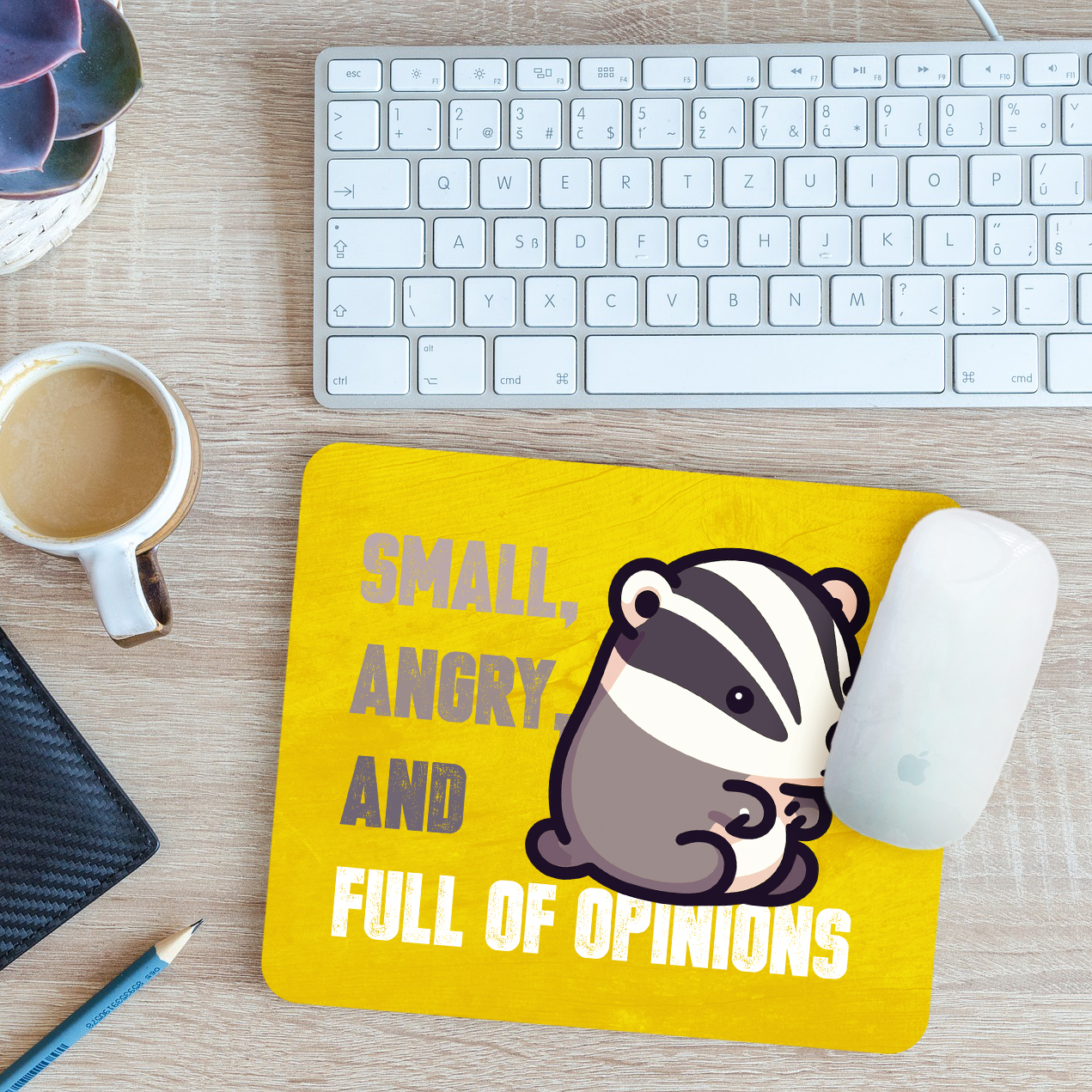 Small Angry and Full of Opinions Funny Badger Mouse Mat Pad Gift 24cm x 19cm - Picture 11 of 11