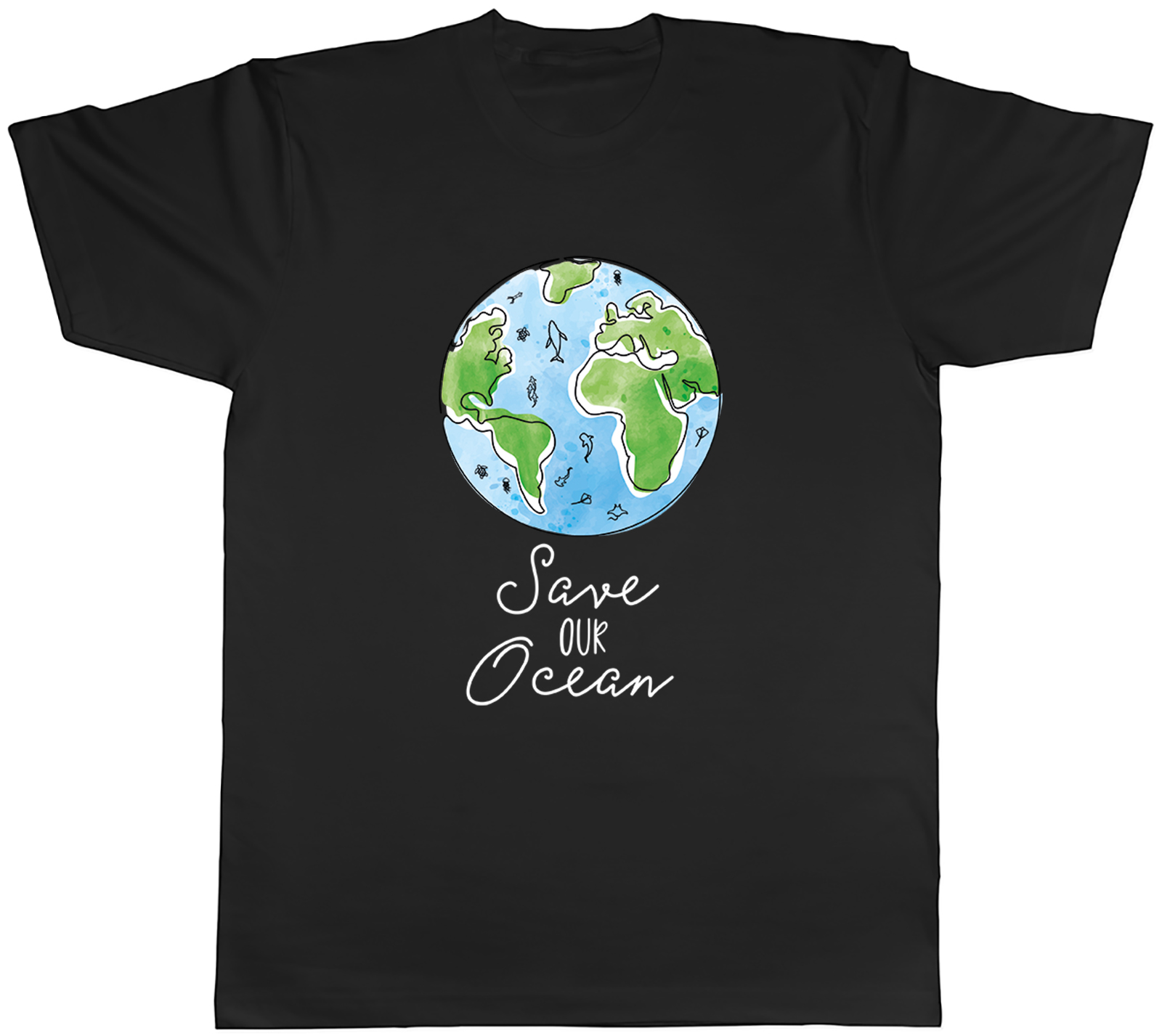 Save our Ocean Globe World Sea Life Protection Mens T-Shirt Tee Gift Top