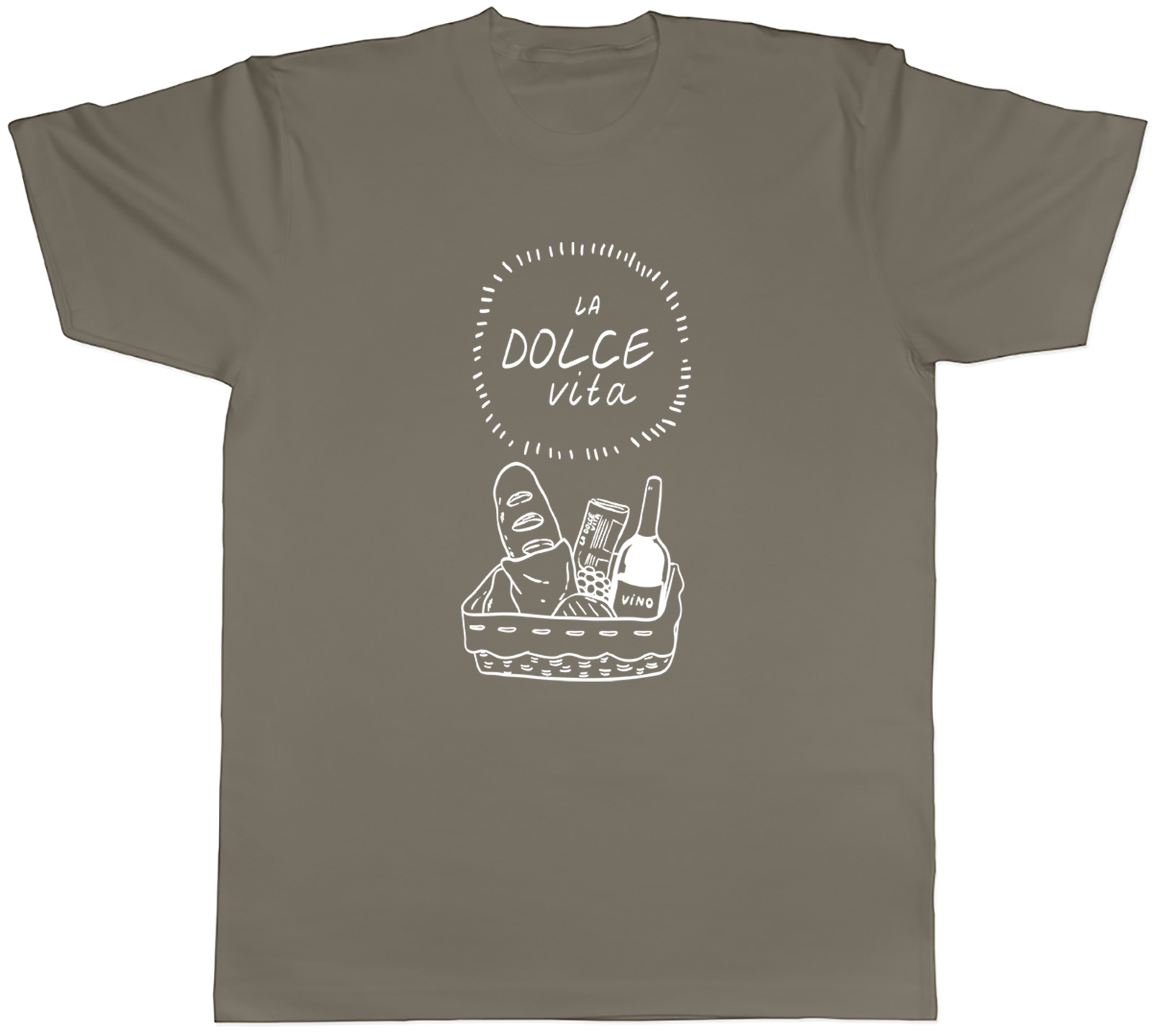 La Dolce Vita Picnic Basket with Wine Mens T-Shirt Tee Gift Top