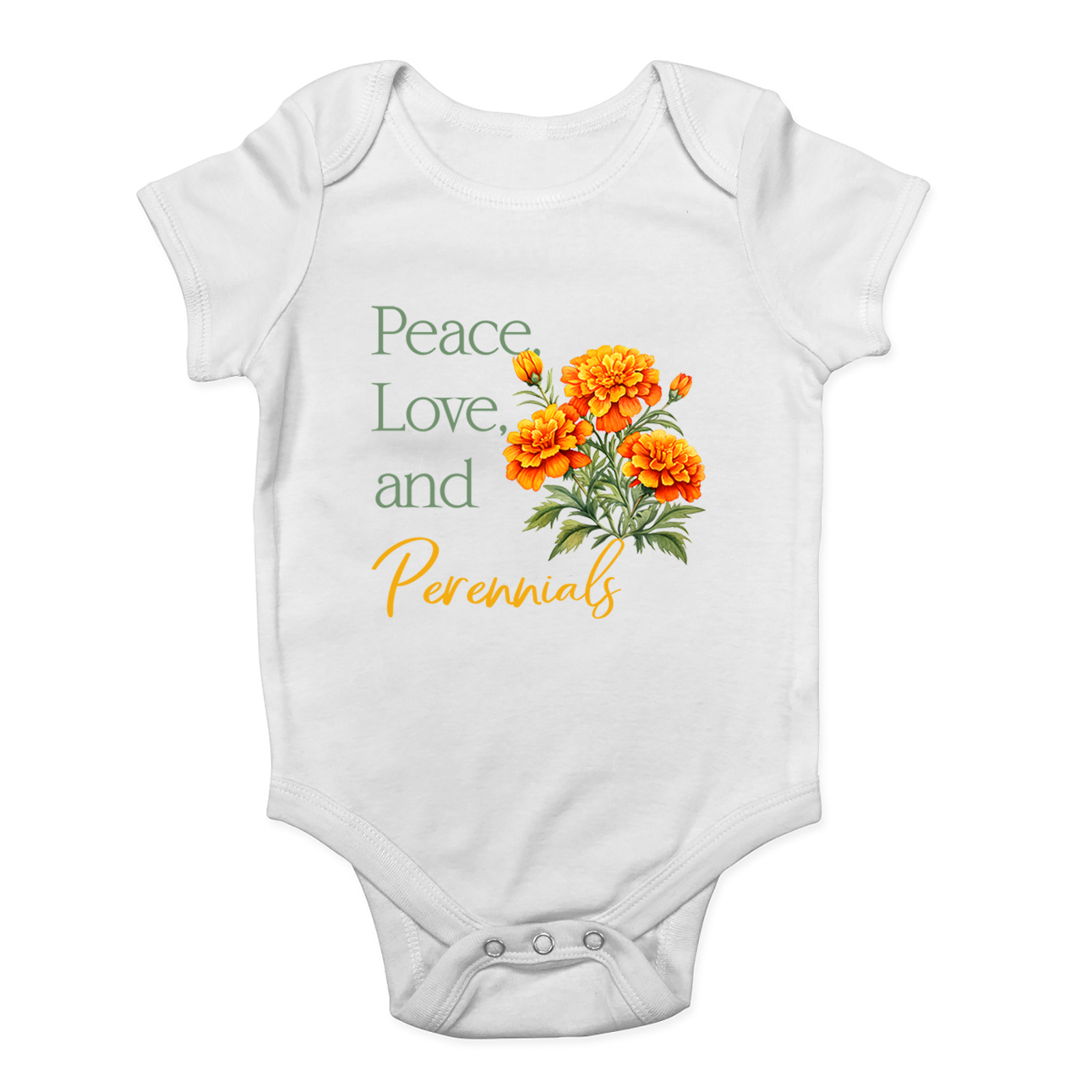 Peace Love and Perennials Flowers Gardening Baby Grow Vest Bodysuit Gift