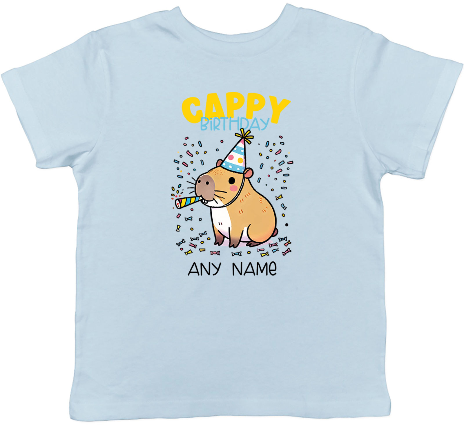 Personalised Happy Cappy Birthday Capybara Kids T-Shirt Boys Girls Gift ...