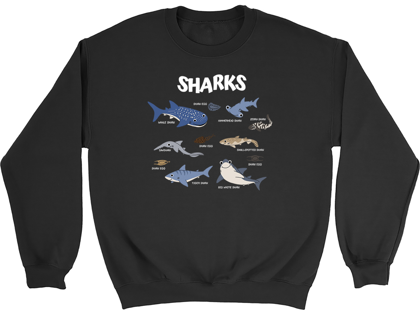 Sharks of the World Collection Sea Ocean Fish Sweatshirt Mens Womens Jumper