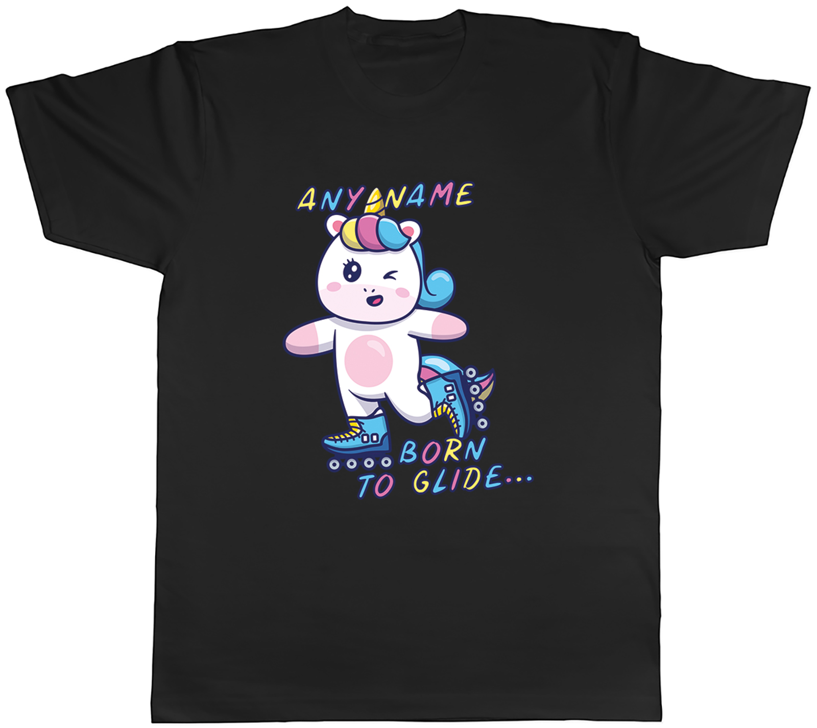 Personalised Any Name Born to Glide Roller Skate Mens T-Shirt Tee Gift Top