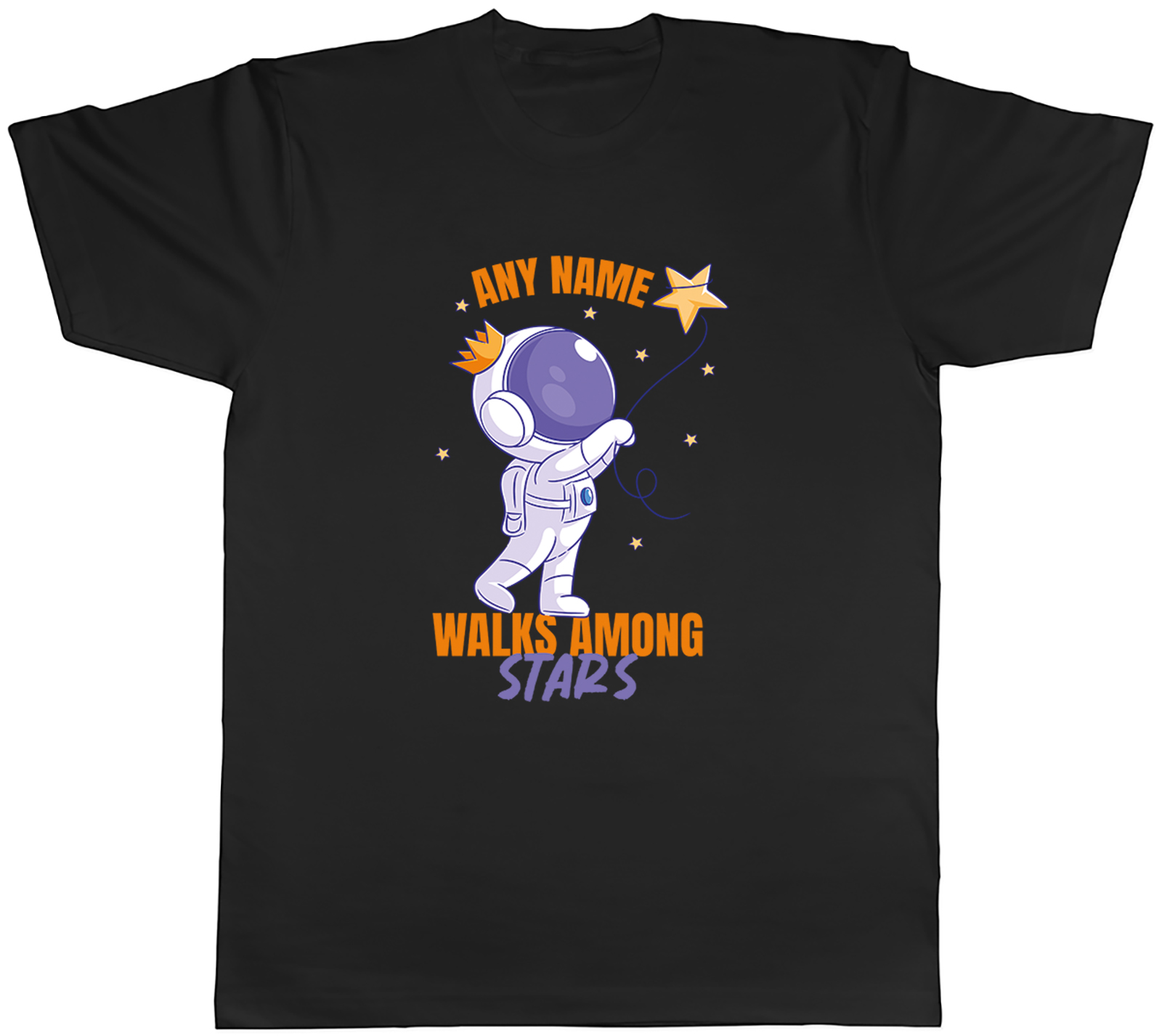 Personalised Any Name Walks Among Stars Astronaut Mens T-Shirt Tee Gift Top