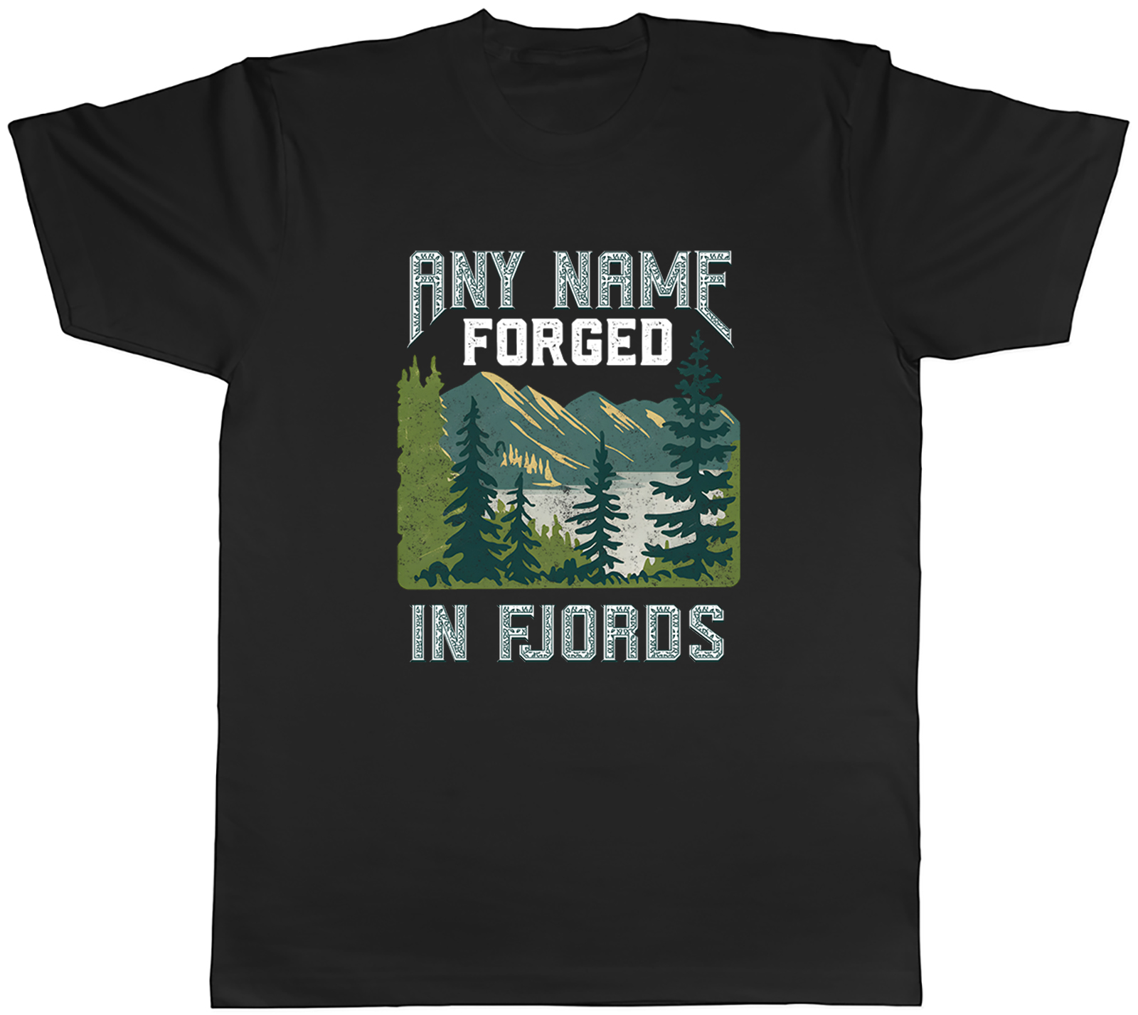 PERSONALISED ANY NAME FORGED IN FJORDS VIKINGS MENS T-SHIRT TEE GIFT TOP