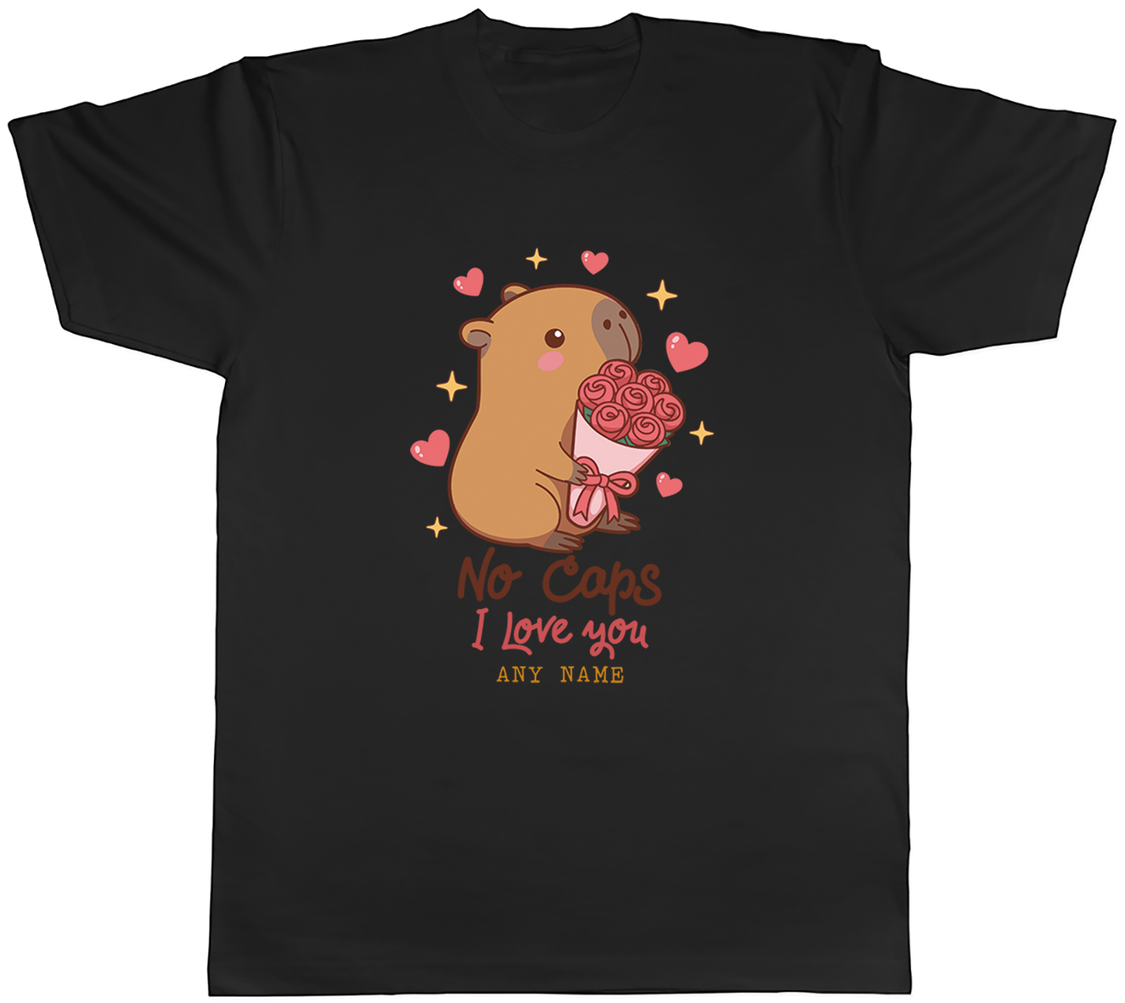 Personalised No Caps I Love You Any Name Mens T-Shirt Tee Gift Top