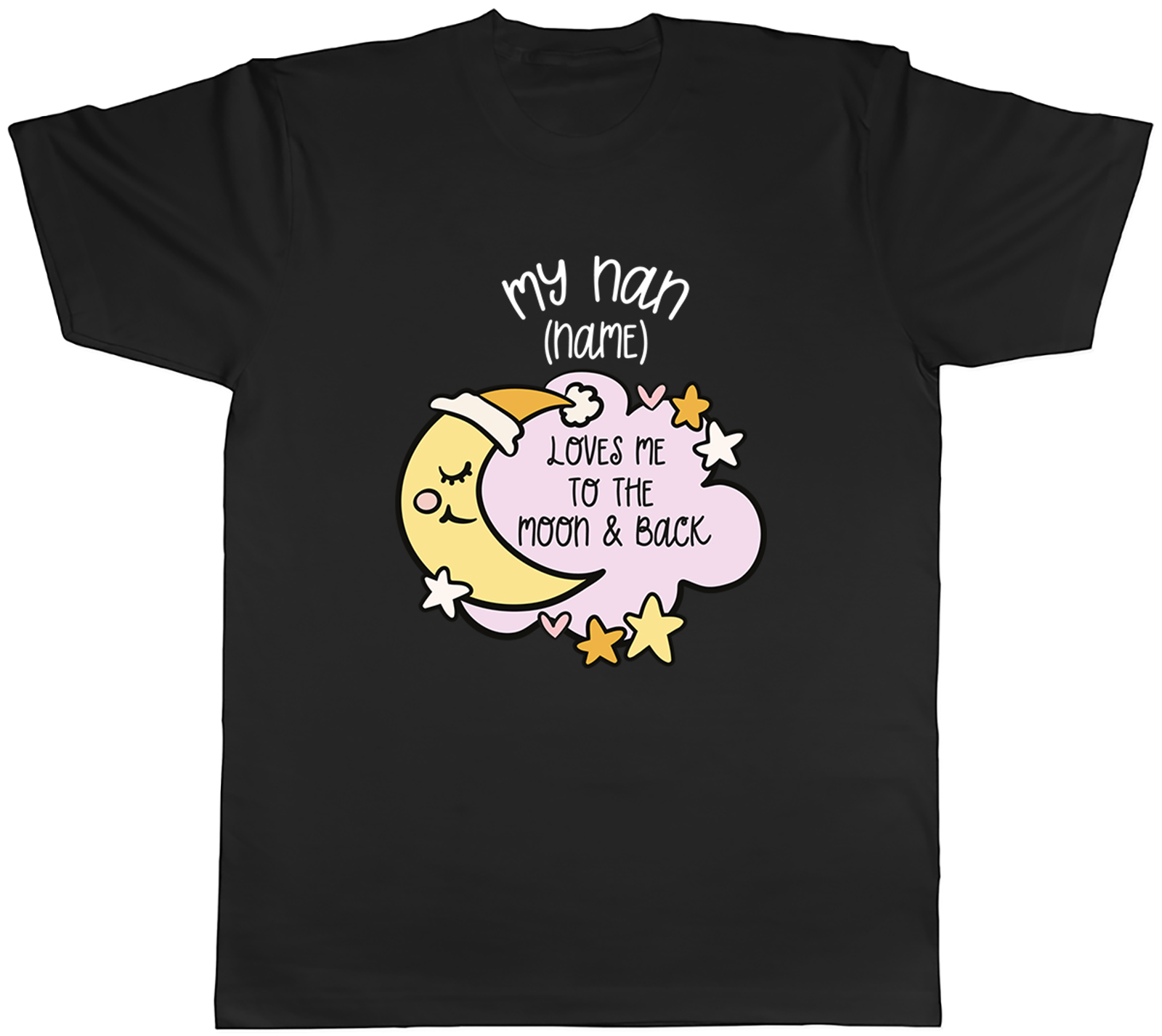 Personalised My Nan Loves me to the Moon Pink Mens T-Shirt Tee Gift Top