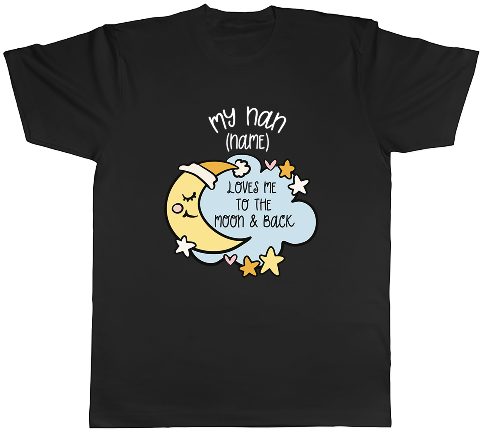Personalised My Nan Loves me to the Moon Blue Mens T-Shirt Tee Gift Top