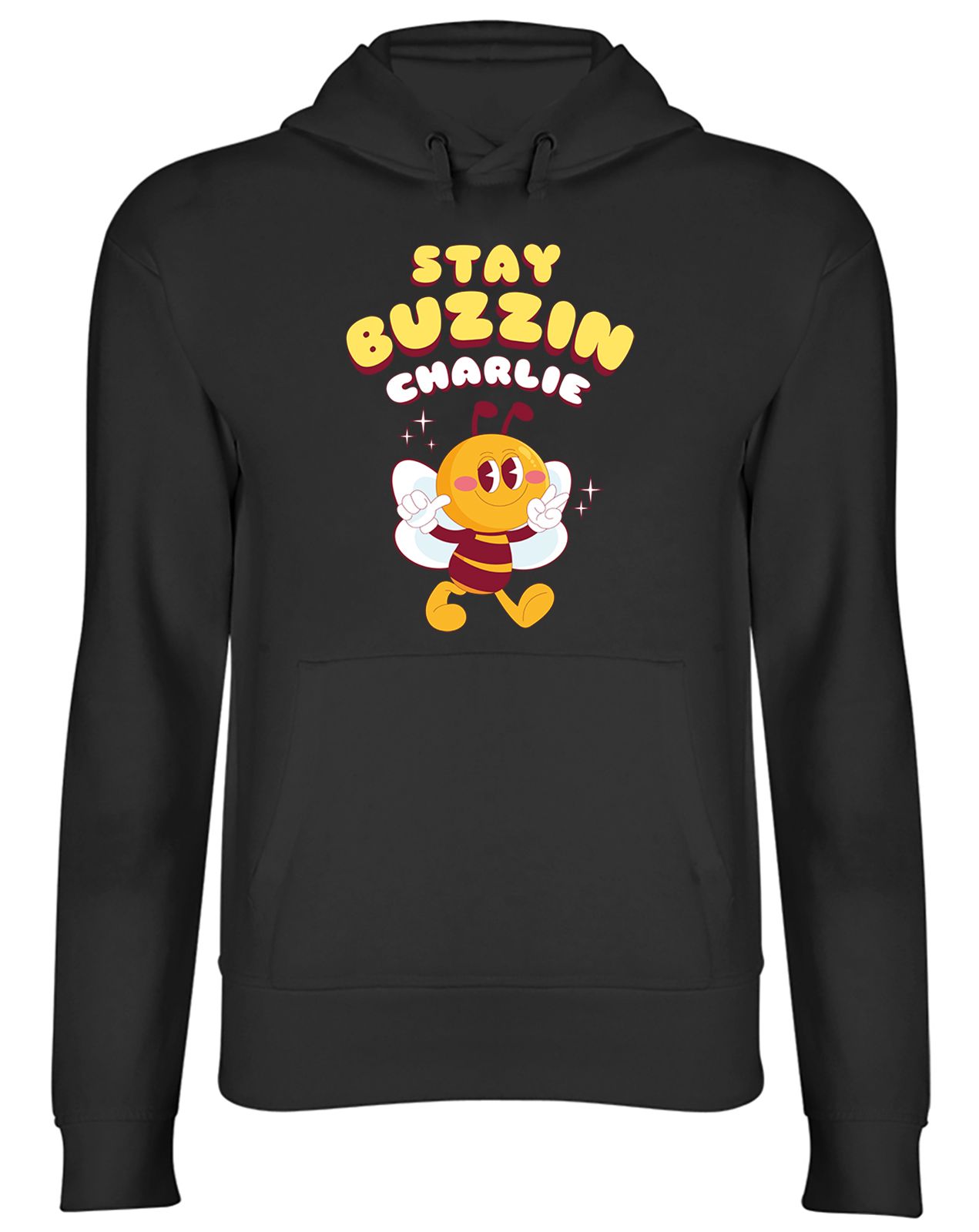 Personalised Stay Buzzin Any Name Bumblebee Hoodie Mens Womens Hooded Top
