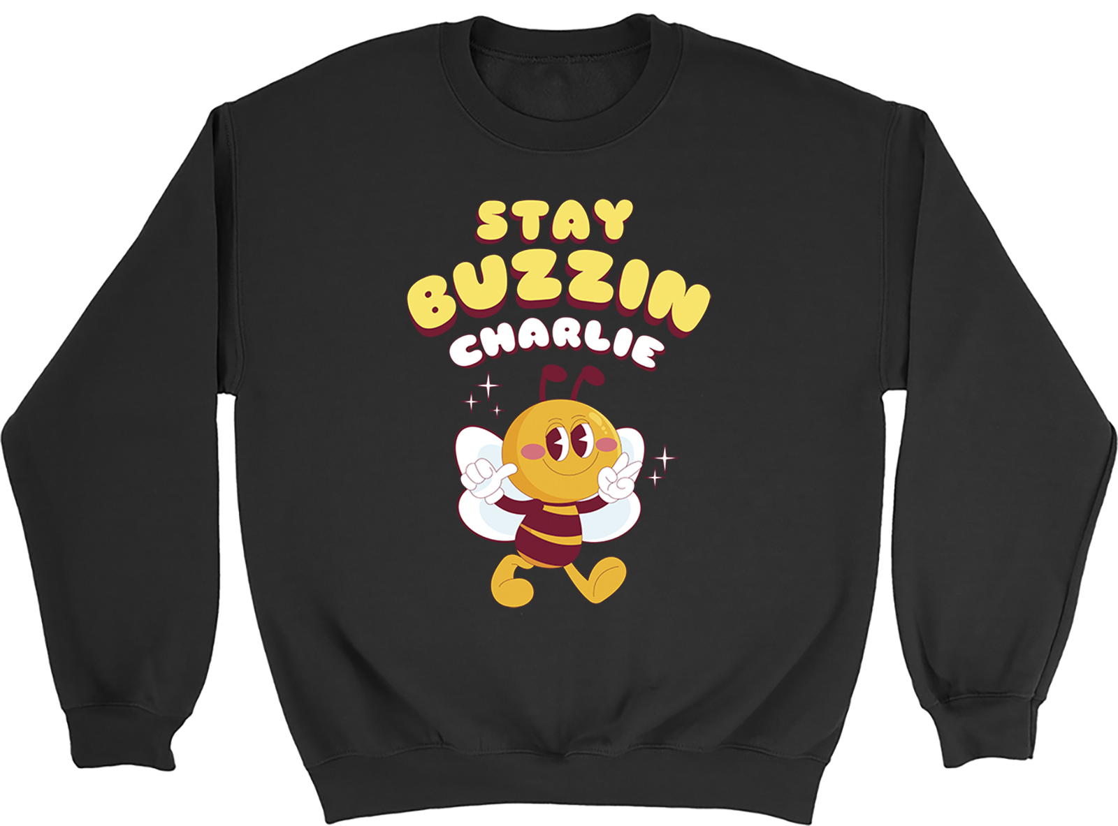Personalised Stay Buzzin Any Name Bumblebee Sweatshirt Mens Womens Jumper