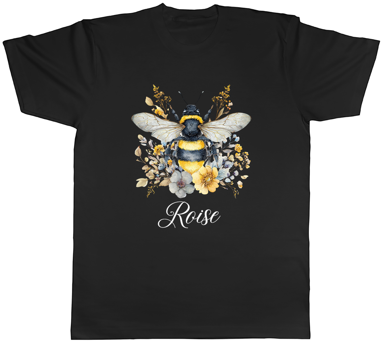 Personalised Bumblebee Flowers Any Name Bee Day Mens T-Shirt Tee Gift Top