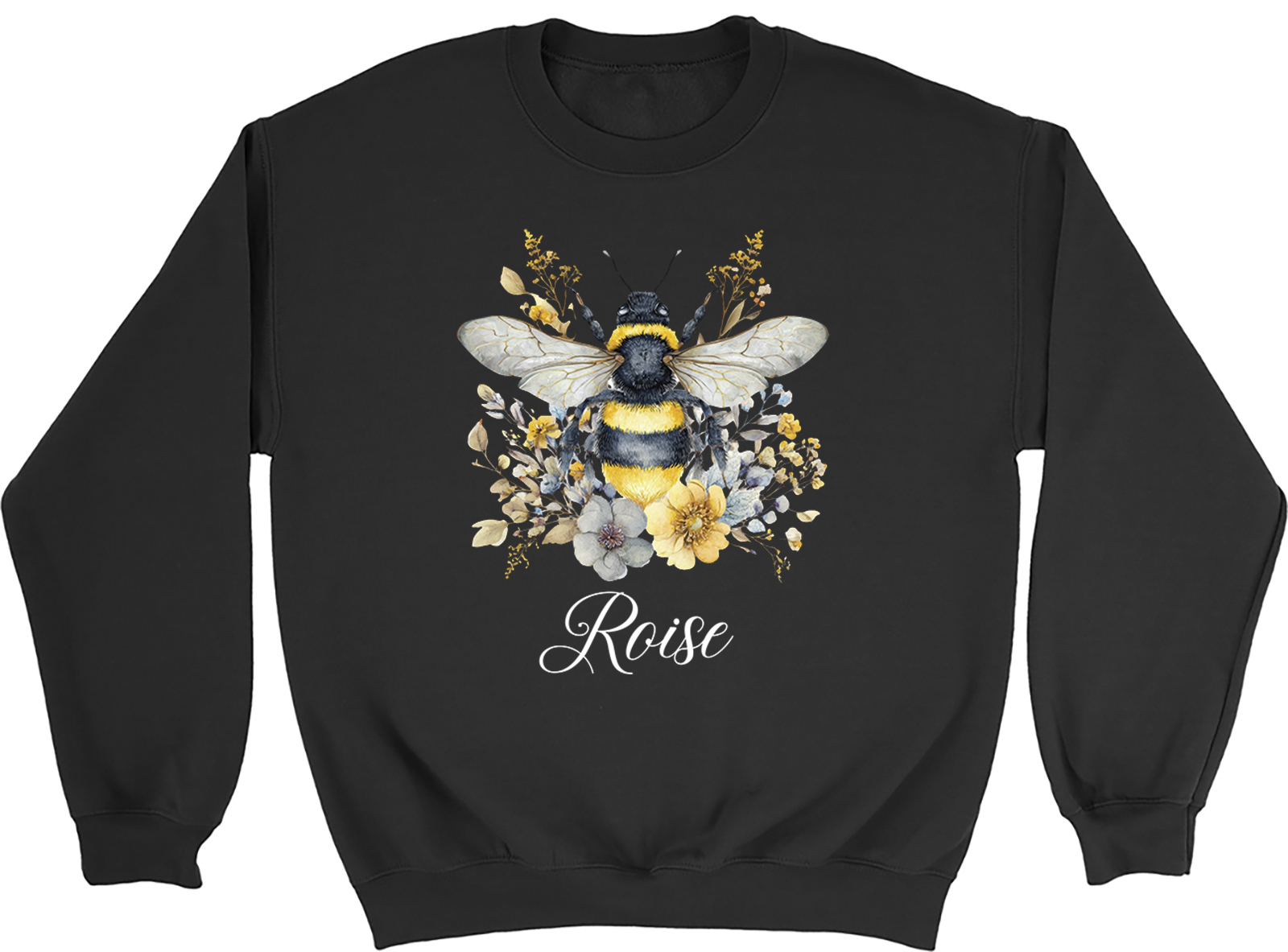 Personalised Bumblebee Flowers Any Name Bee Day Sweatshirt Mens Womens Jumper