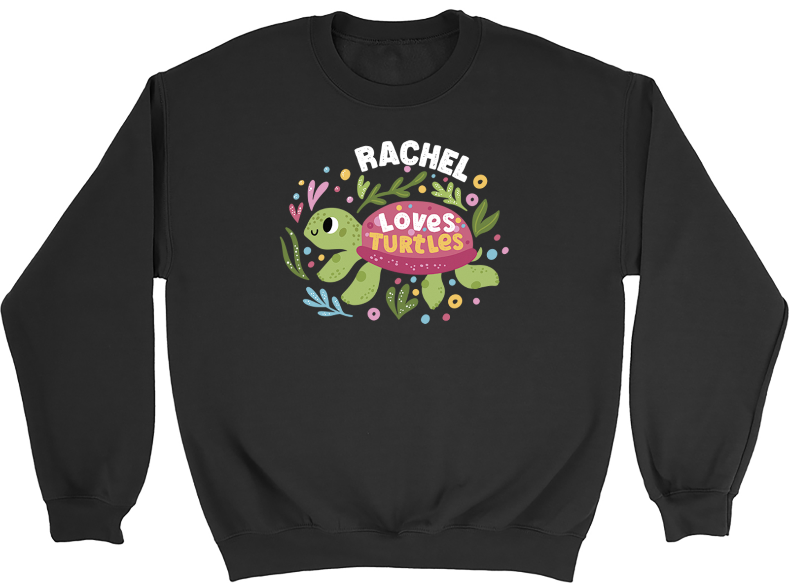 Personalised Any Name Loves Turtles Sweatshirt Mens Womens Jumper