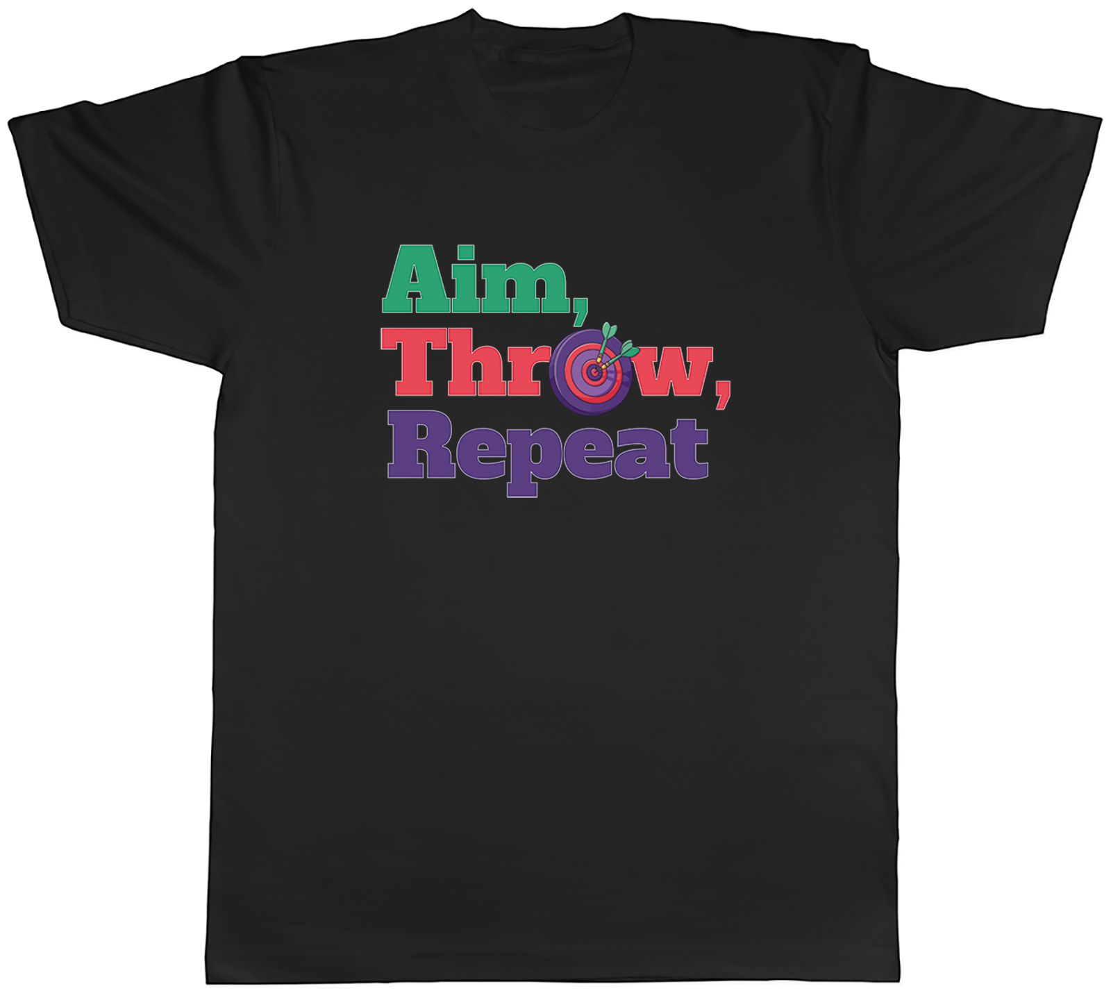 Aim Throw Repeat Darts Bullseye Mens T-Shirt Tee Gift Top