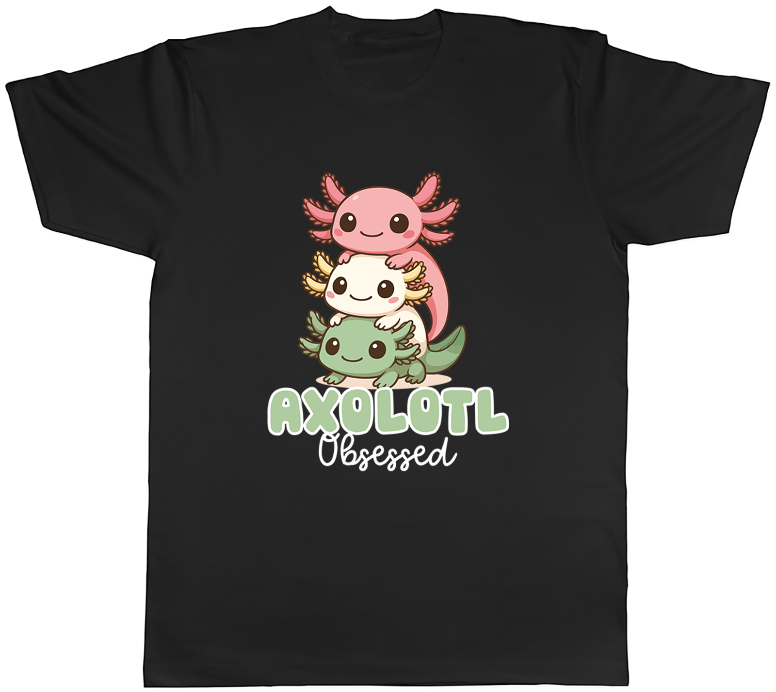 Axolotl Obsessed Stacked Salamanders Mens T-Shirt Tee Gift Top