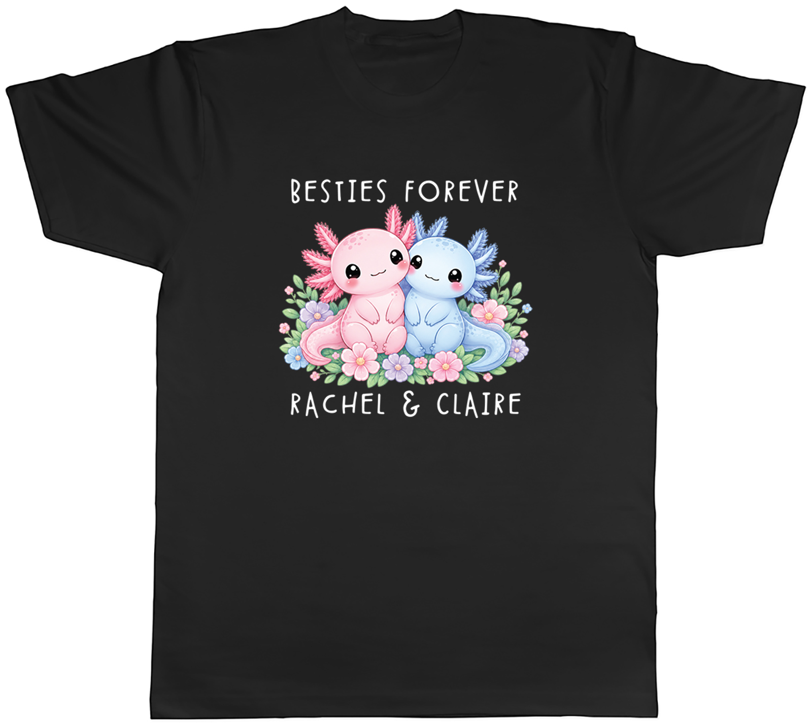 Personalised Besties Forever Axolotl Best Friends Mens T-Shirt Tee Gift Top