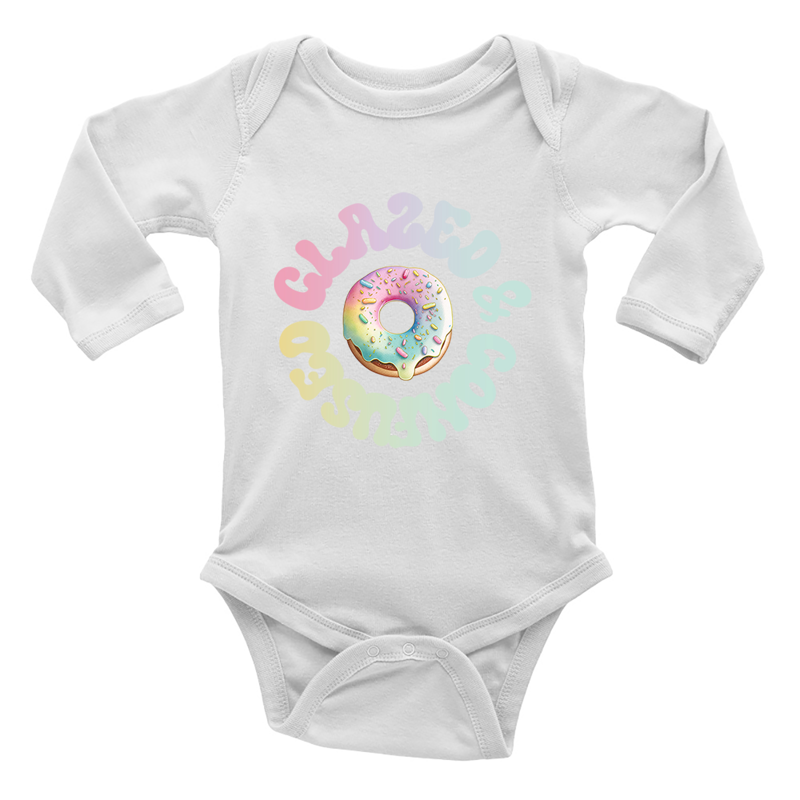 Funny Donuts Baby Grow Vest Bodysuit Glazed and Confused Boys Girls Gift L/S