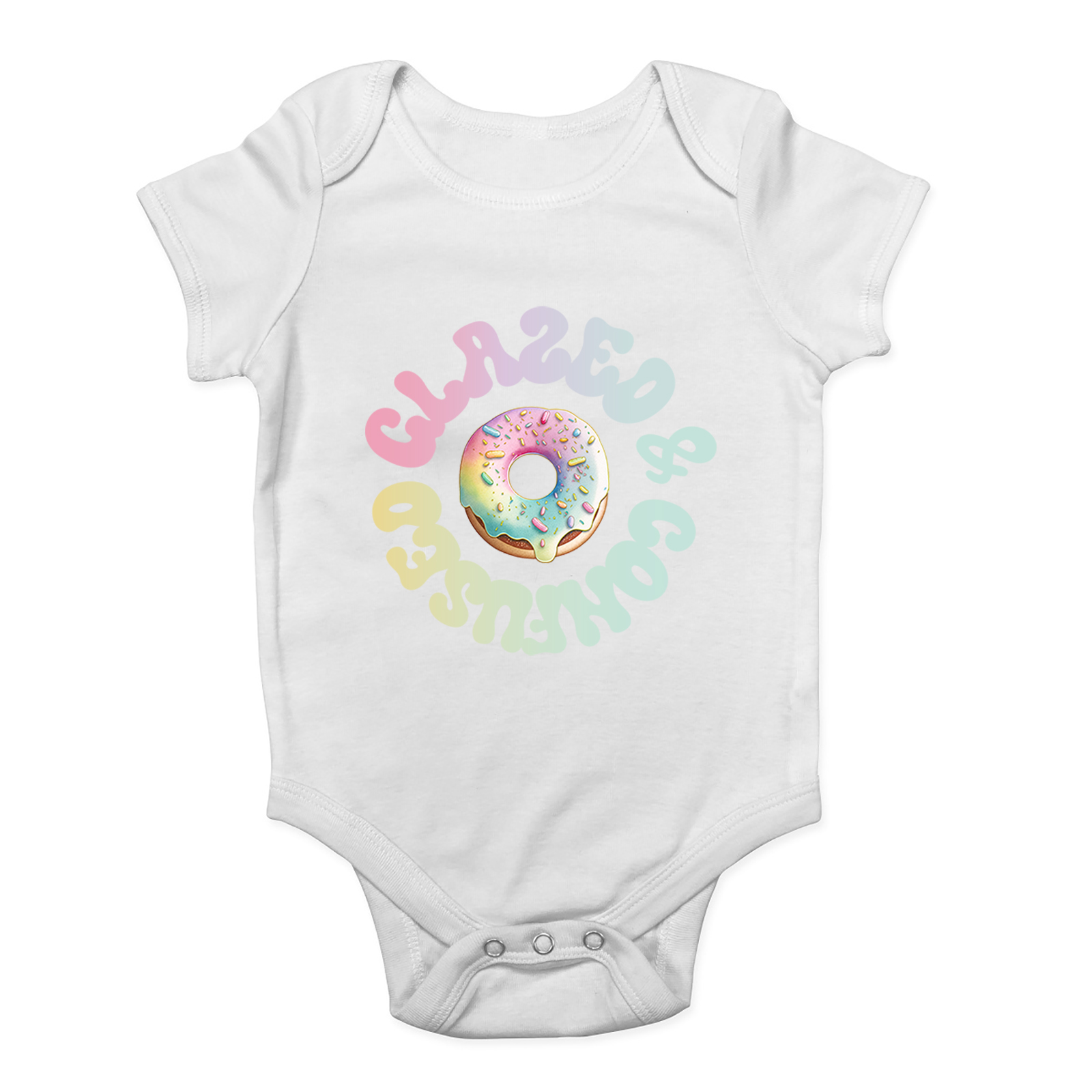 Funny Donuts Baby Grow Vest Glazed and Confused Bodysuit Boys Girls Gift